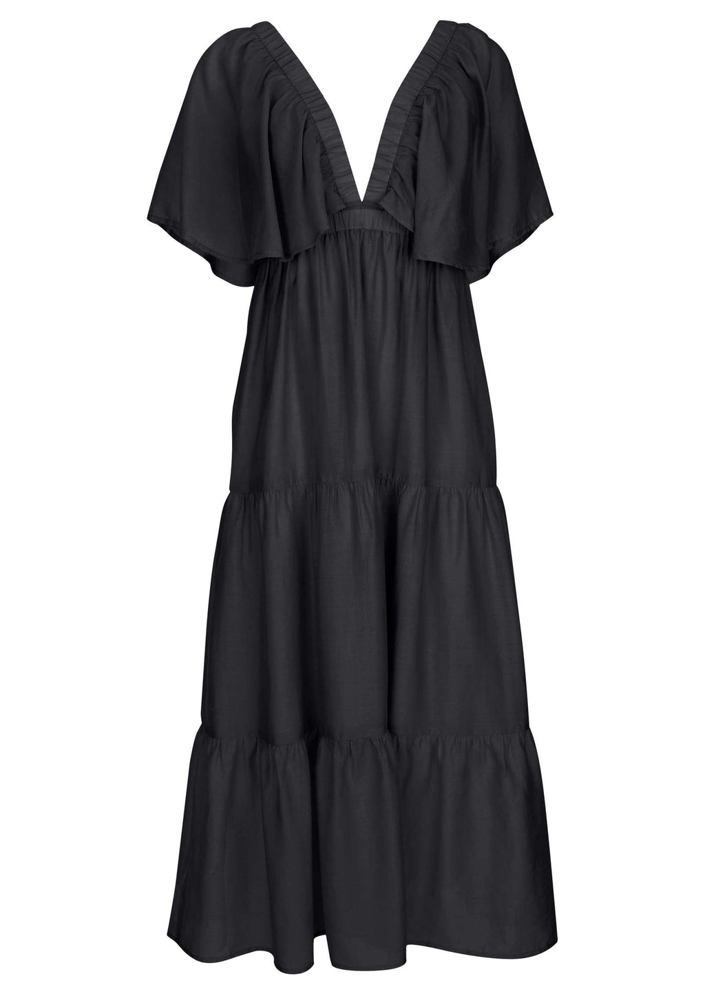 Crinkle Midi Dress - Black
