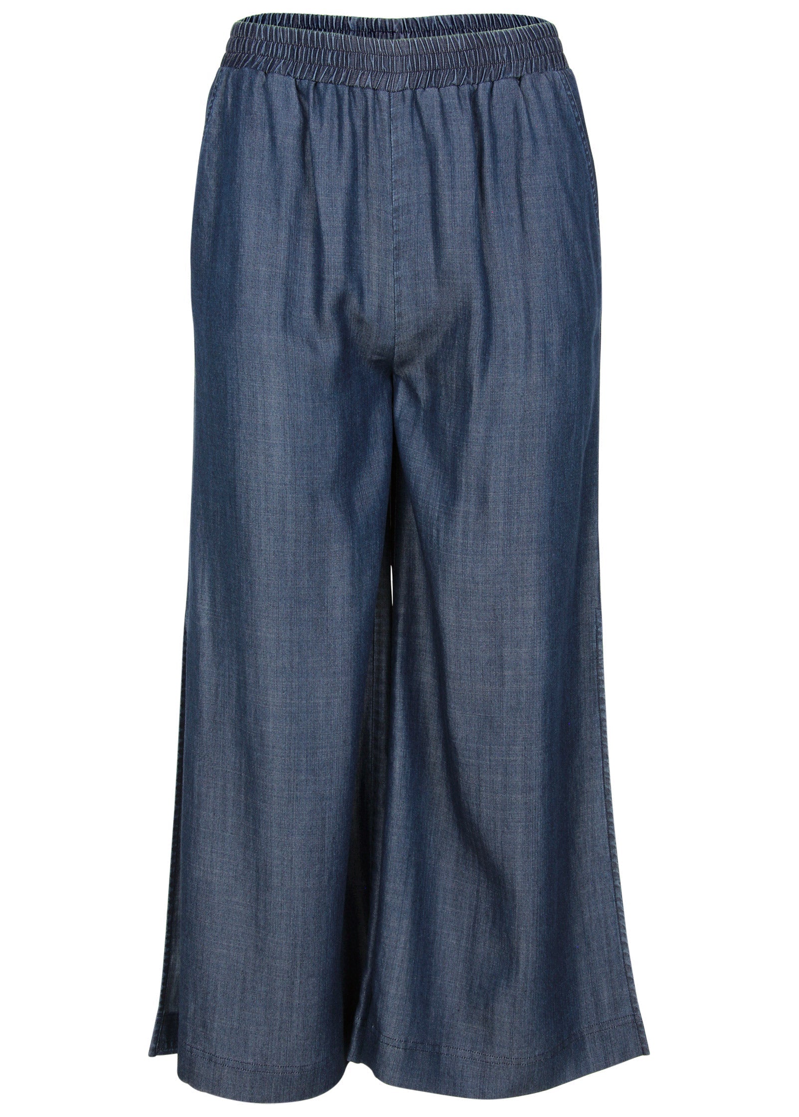 Chambray Cropped Pants  - Dark Wash