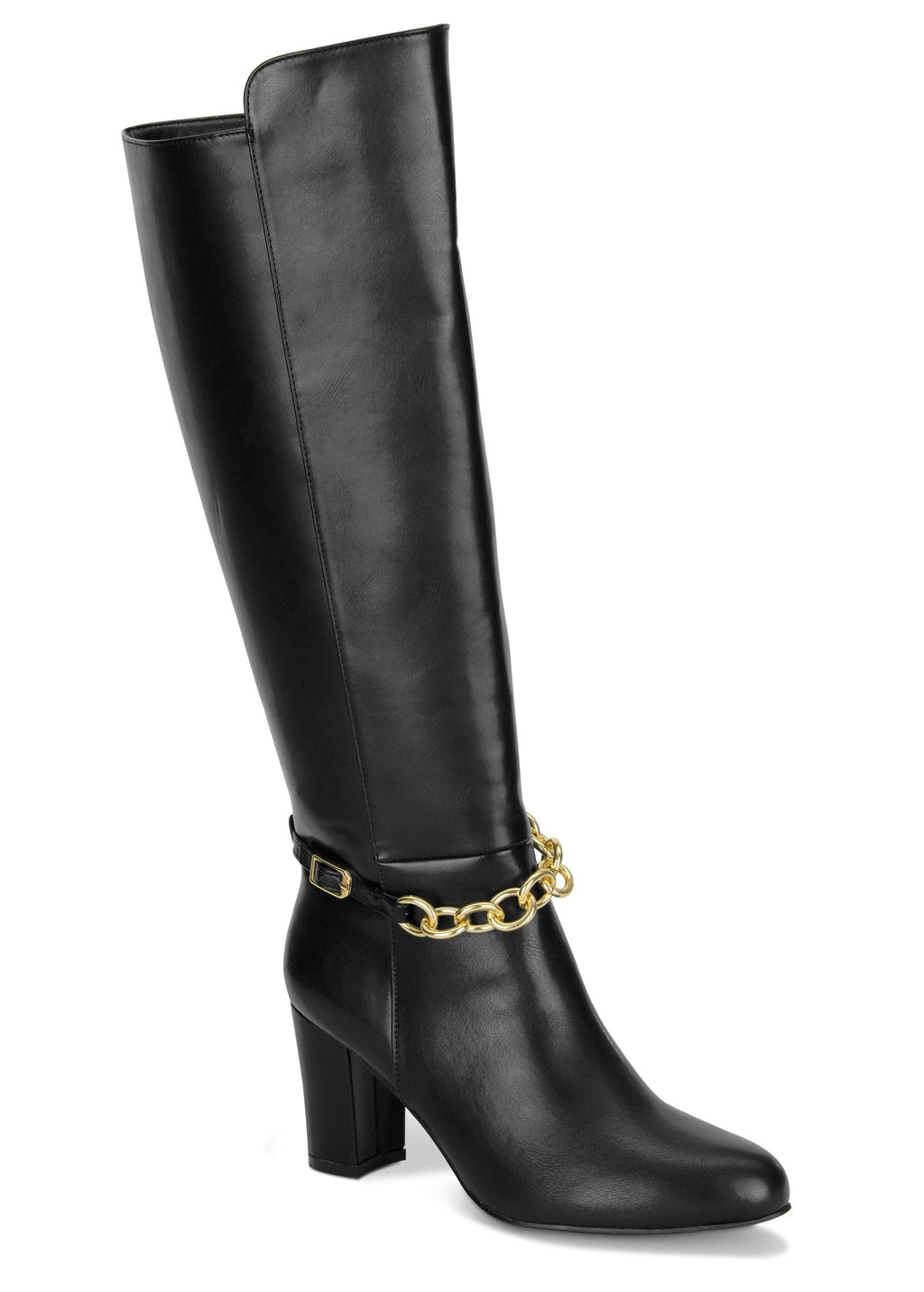 Chain Detail Boots - Jet Black