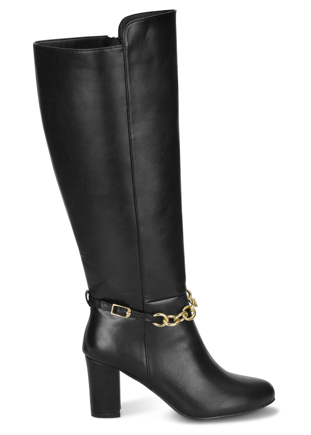 Chain Detail Boots - Jet Black