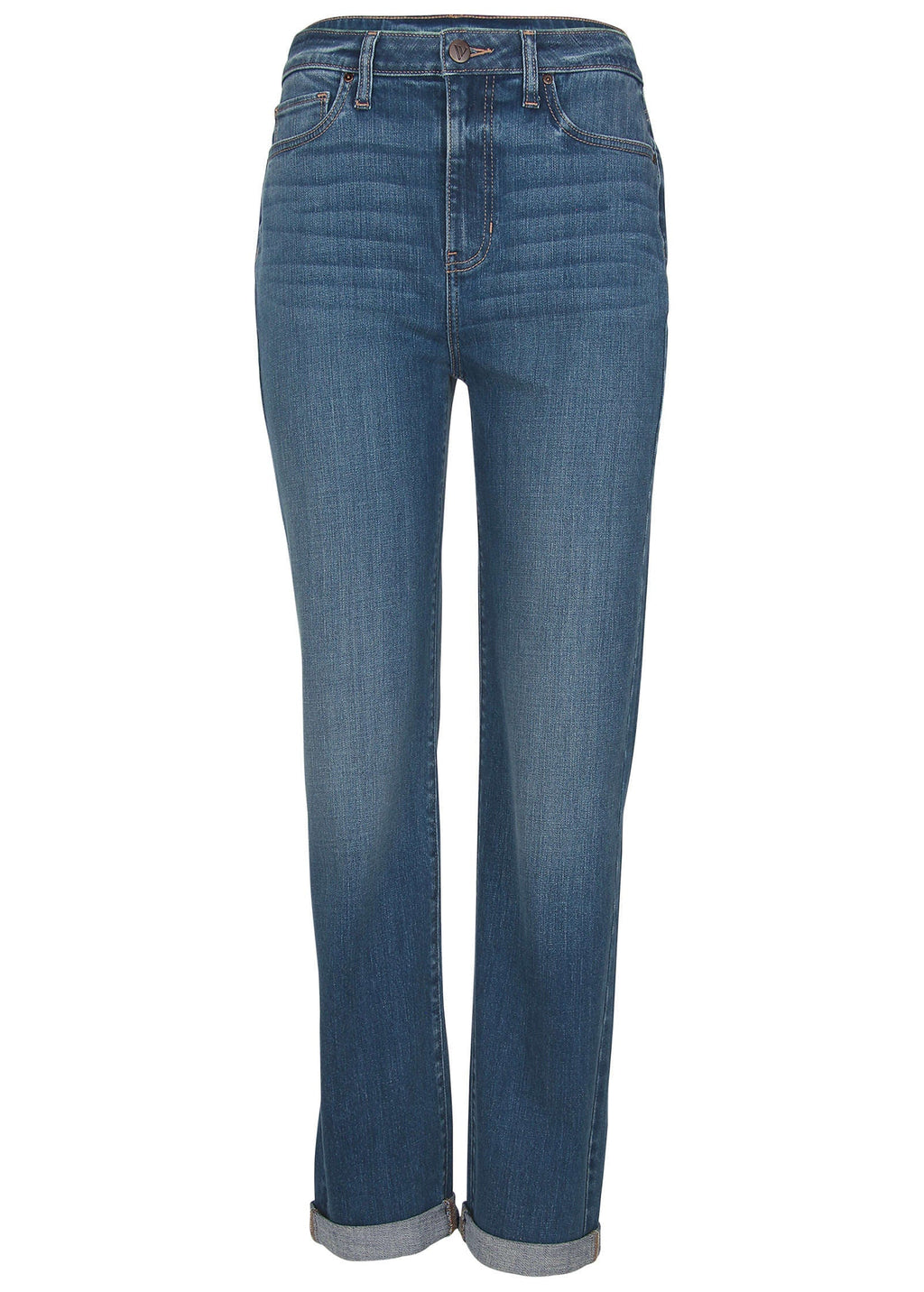 Rolled Cuff Relaxed Jeans - Medium Wash
