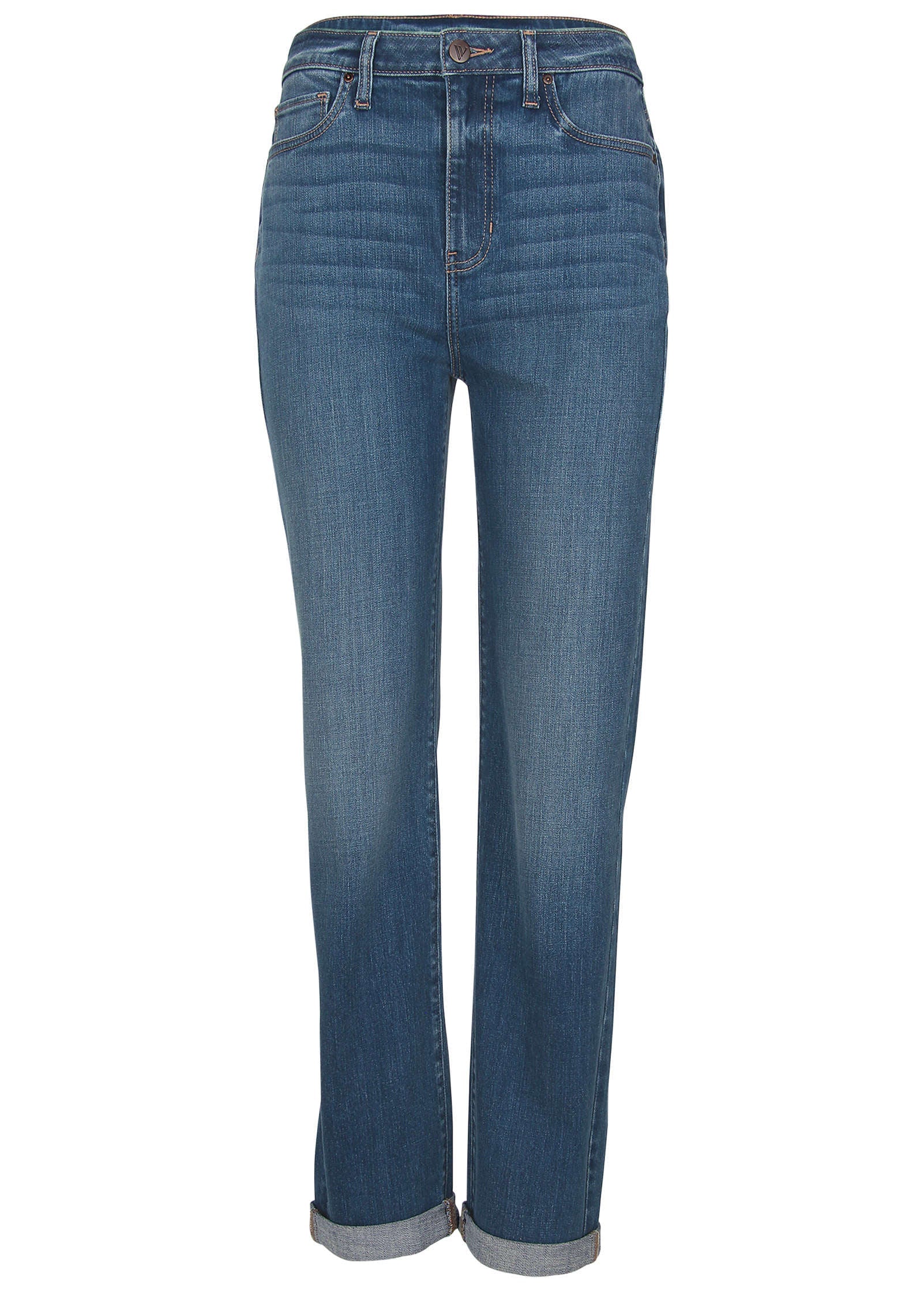 Rolled Cuff Relaxed Jeans - Medium Wash