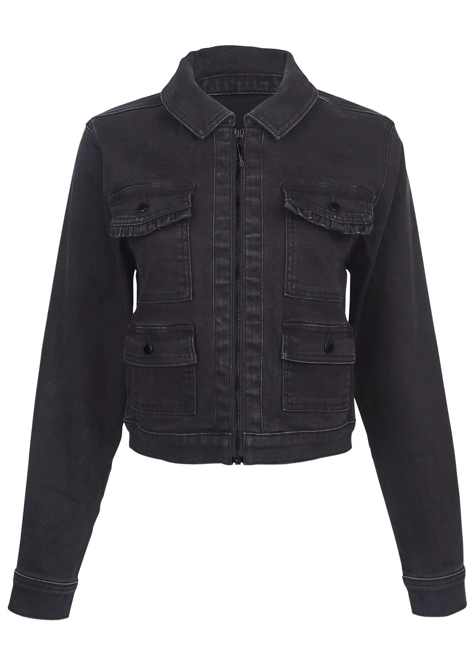 Denim Cargo Jacket - Black Wash