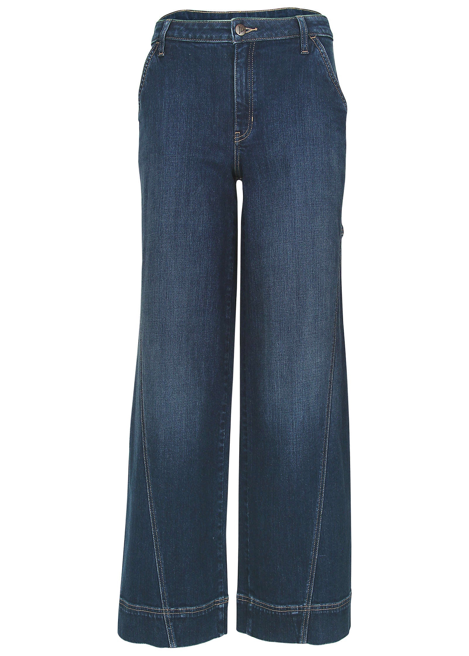 Wide Leg Denim Trousers - Dark Wash