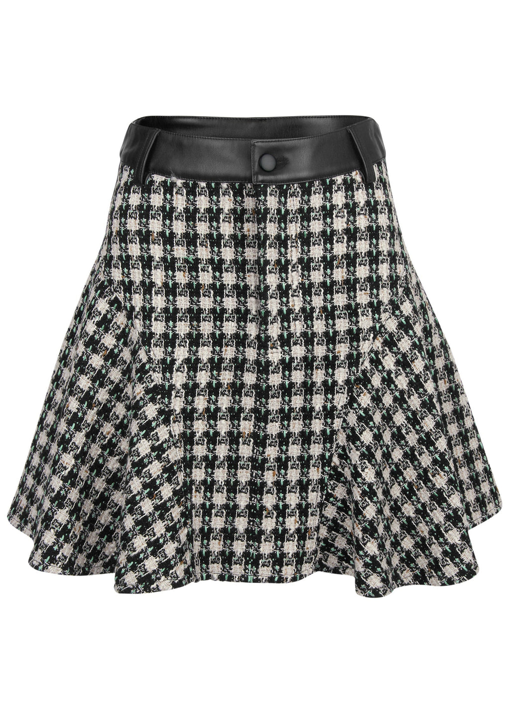 Tweed Flounce Mini Skirt - Black Multi