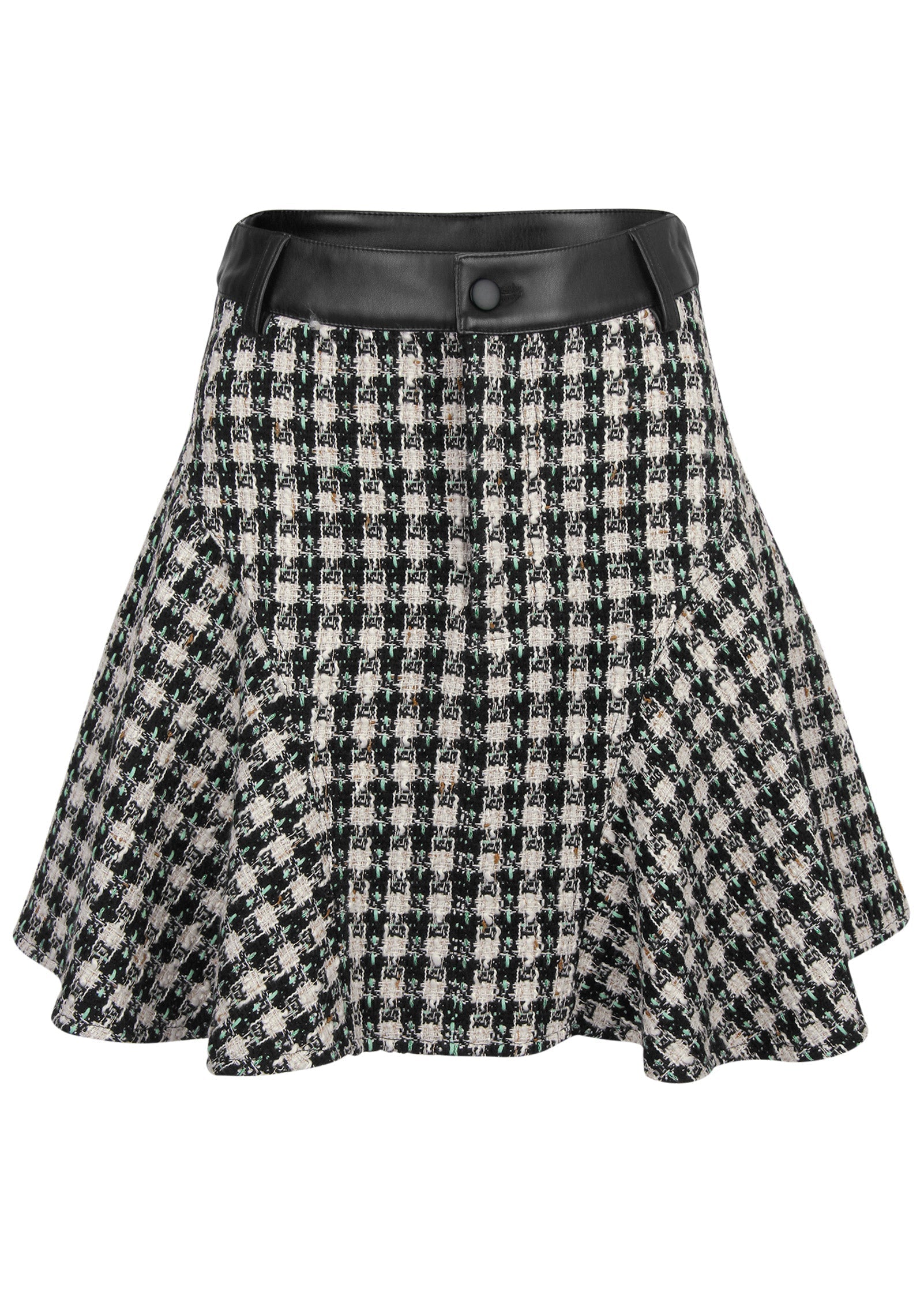 Tweed Flounce Mini Skirt - Black Multi