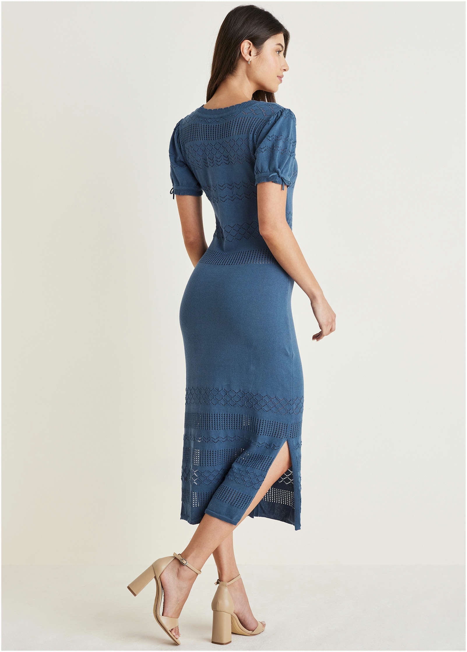 Pointelle Midi Dress - Ensign Blue