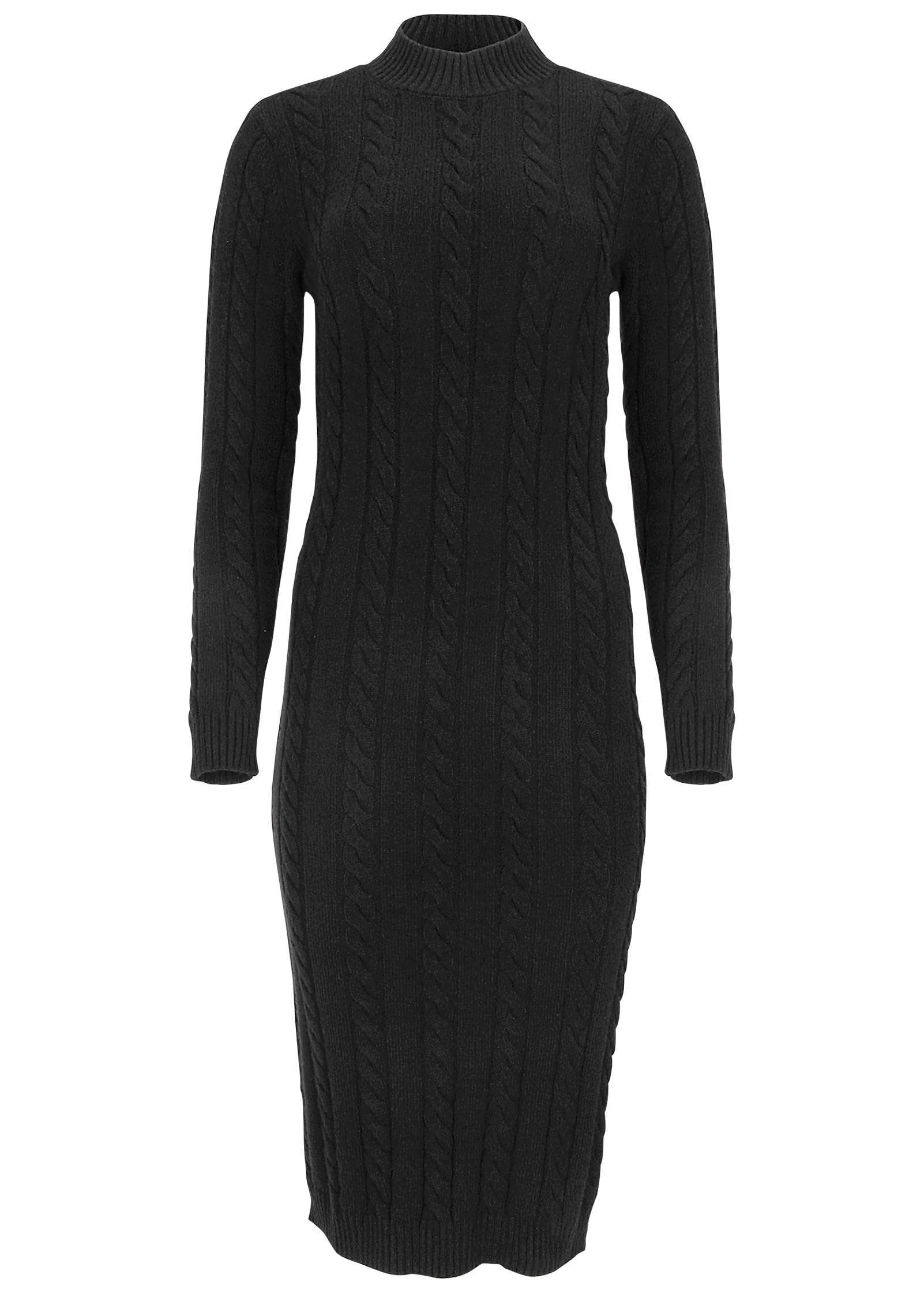Mockneck Midi Sweater Dress - Jet Black