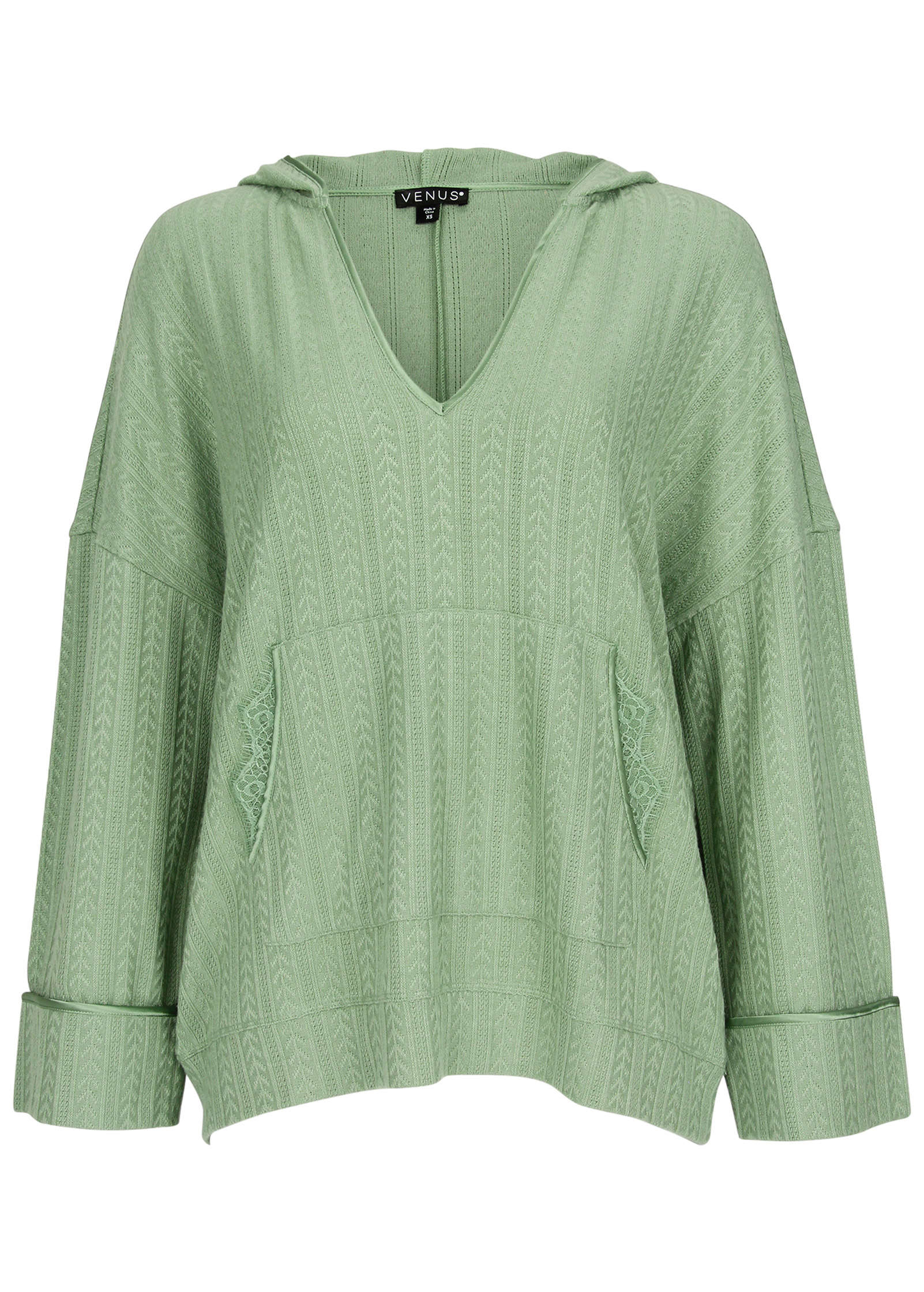 Brunch Knit Hoodie - Basil