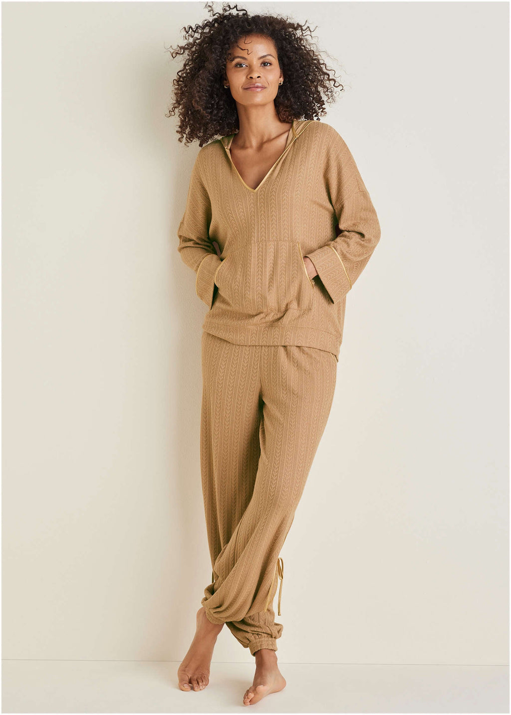 Brunch Knit Hoodie - Camel