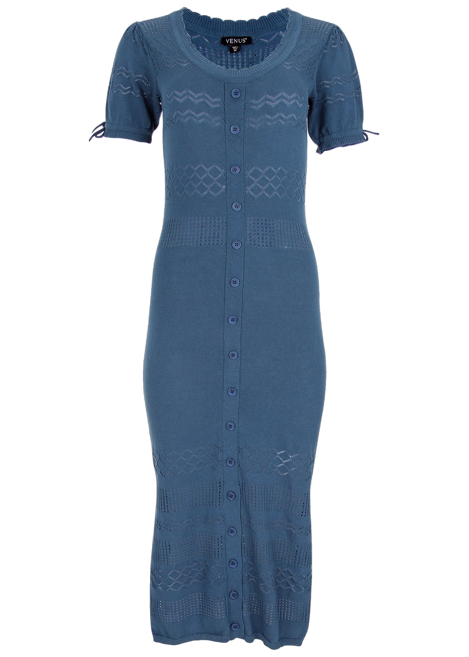 Pointelle Midi Dress - Ensign Blue