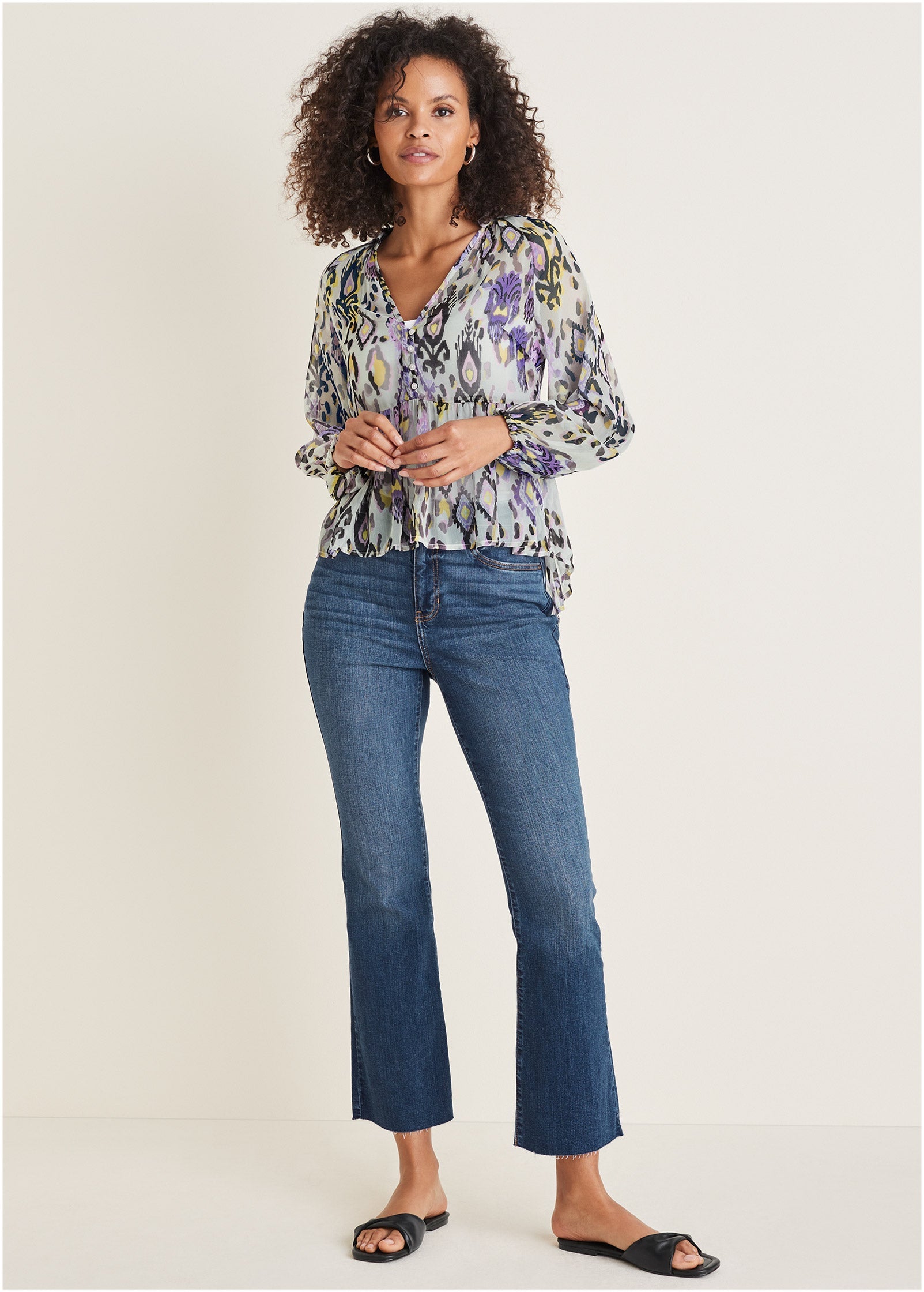 Chiffon Printed Blouse - Desert Ikat