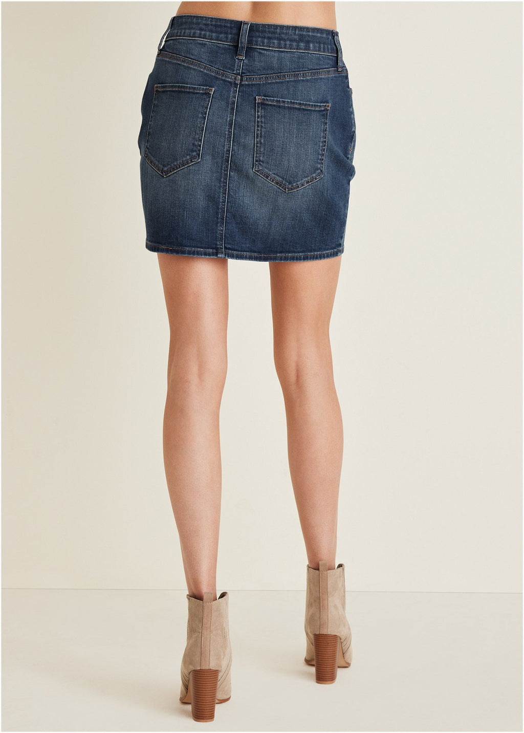 Denim Mini Skirt  - Medium Wash