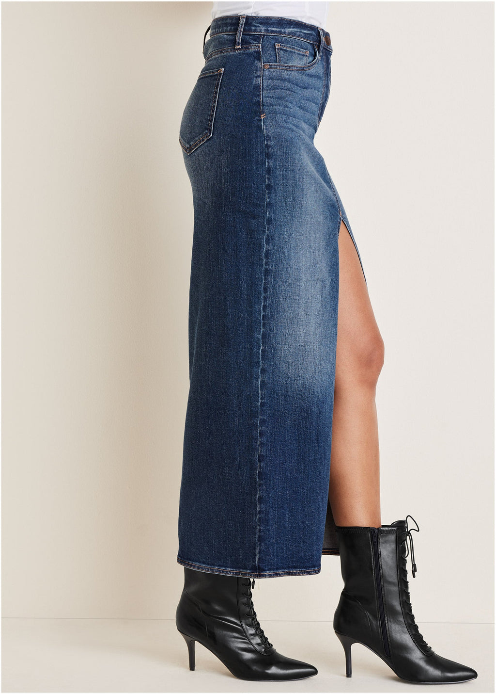 Denim Maxi Skirt - Medium Wash