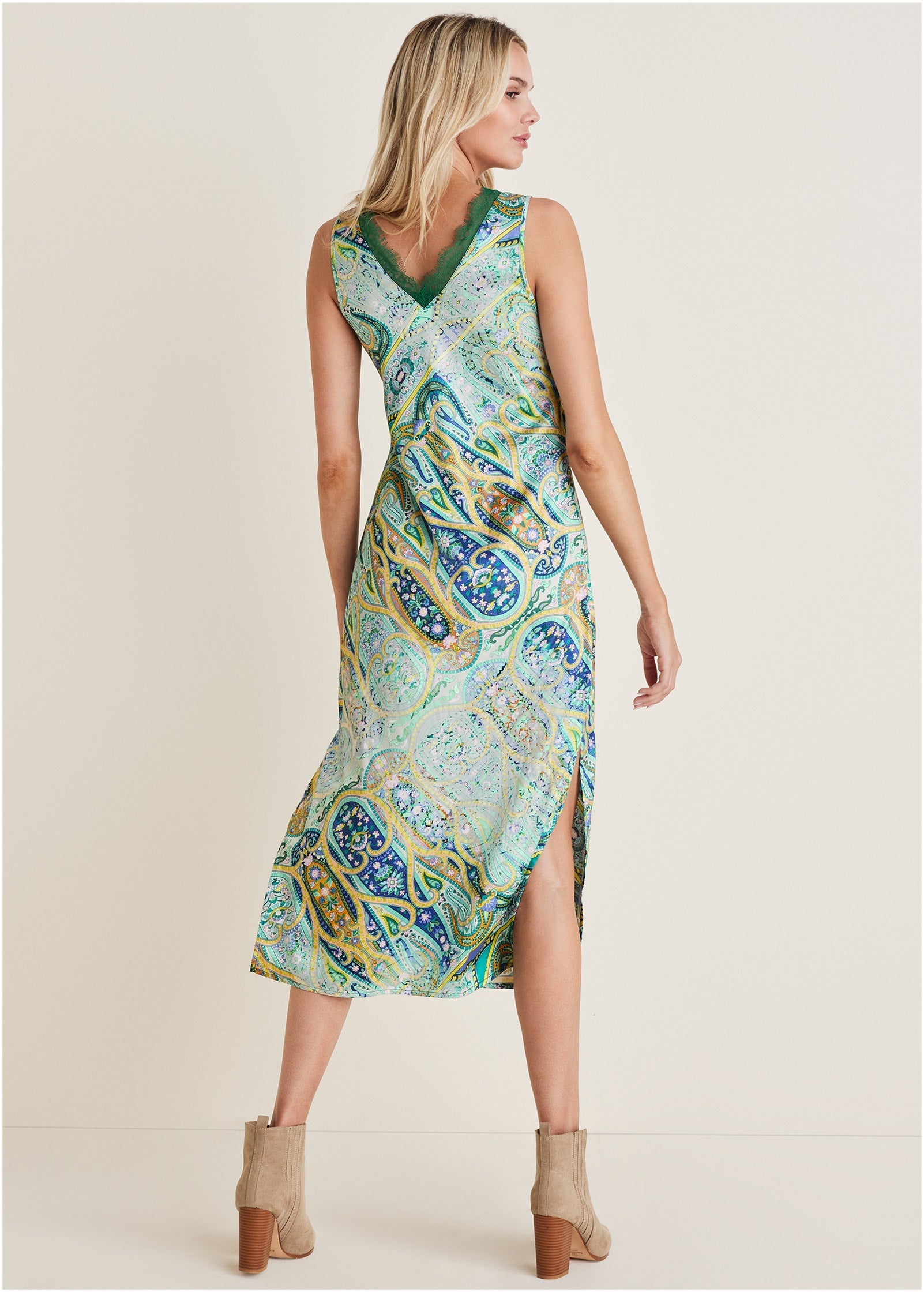 Lace Trim Midi Dress - Ethereal Paisley