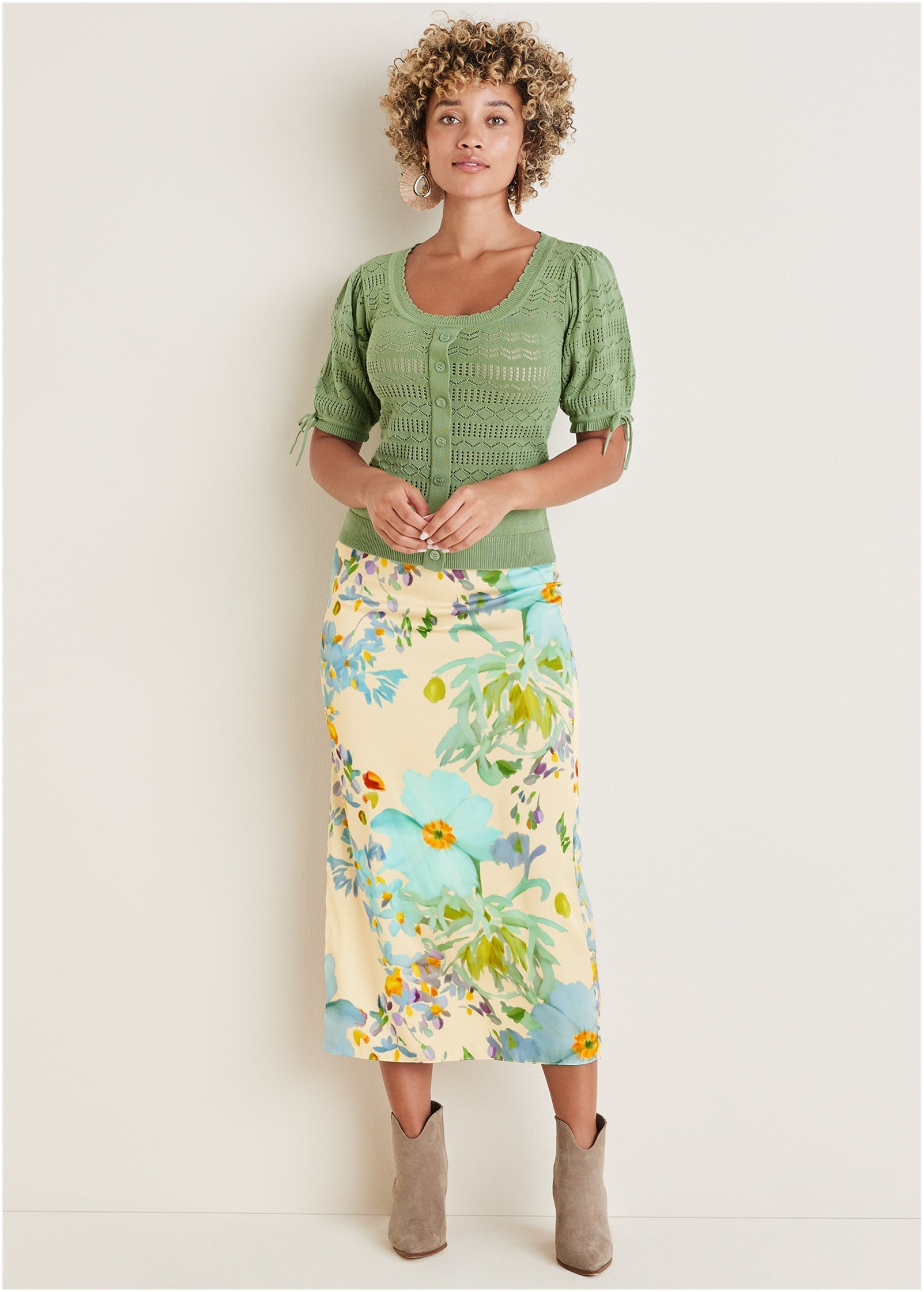 Midi Slip Skirt - Coquette Bouquet