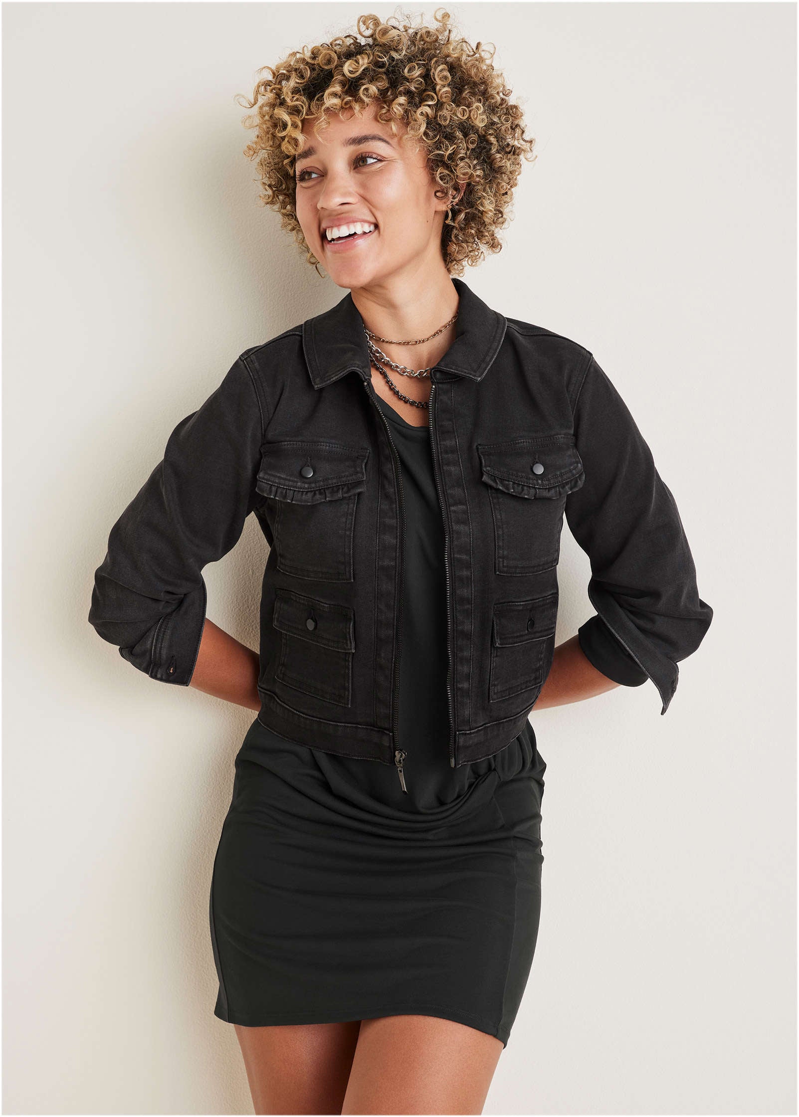 Denim Cargo Jacket - Black Wash