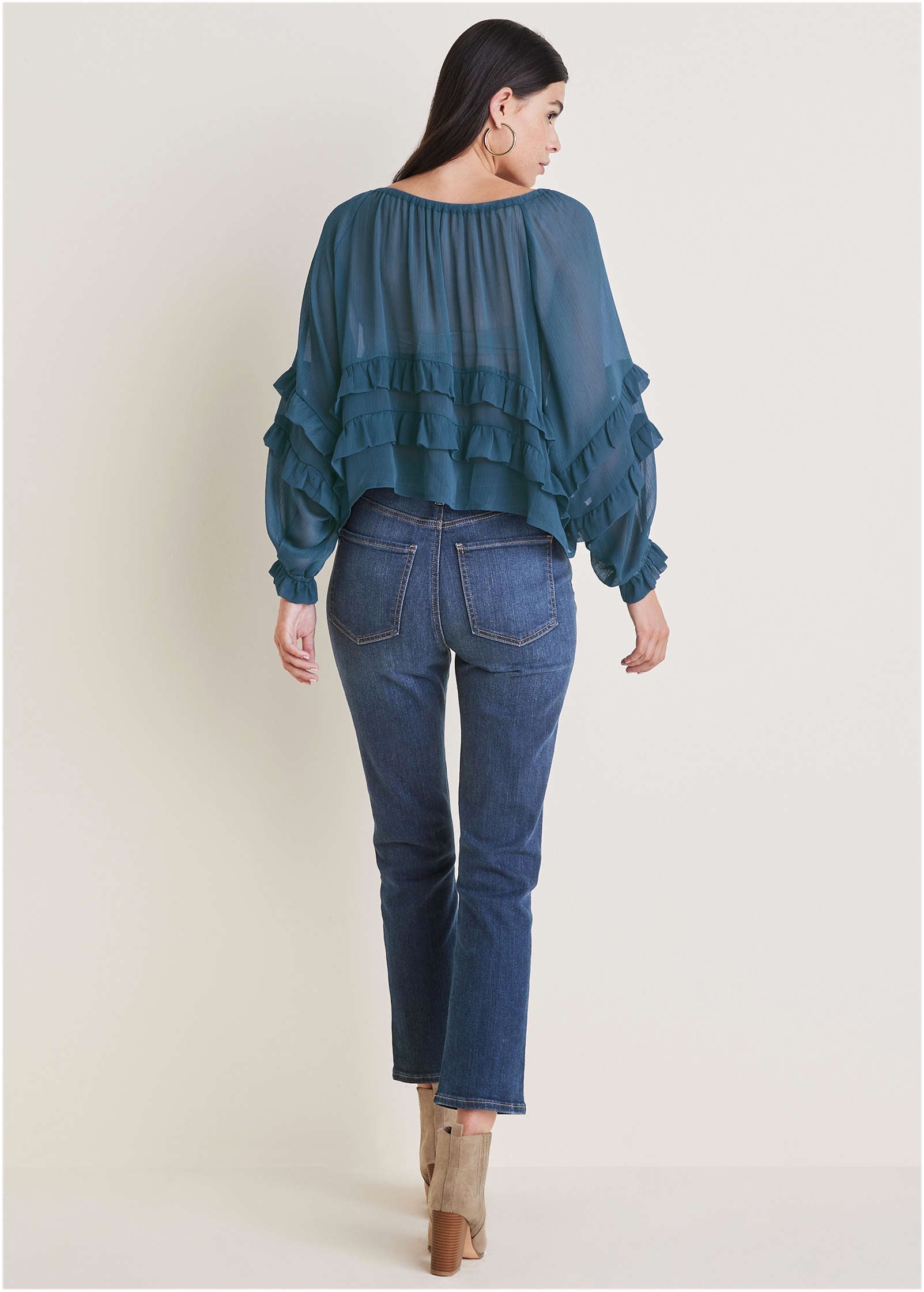 Chiffon Ruffled Blouse - Ensign Blue