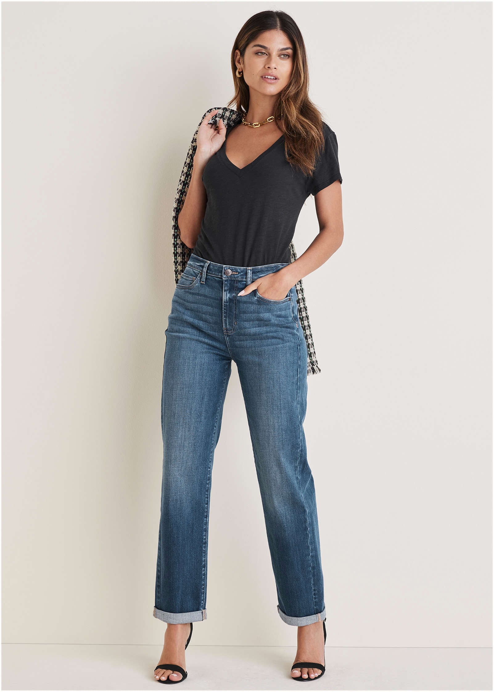 Cotton Slub V-Neck Tee - Jet Black