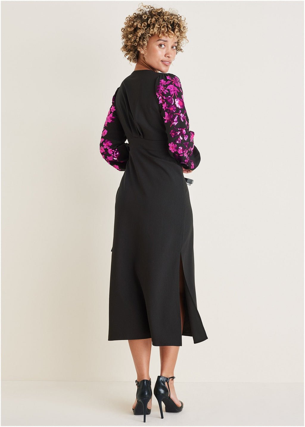 Floral Sequin Maxi Dress - Black Multi