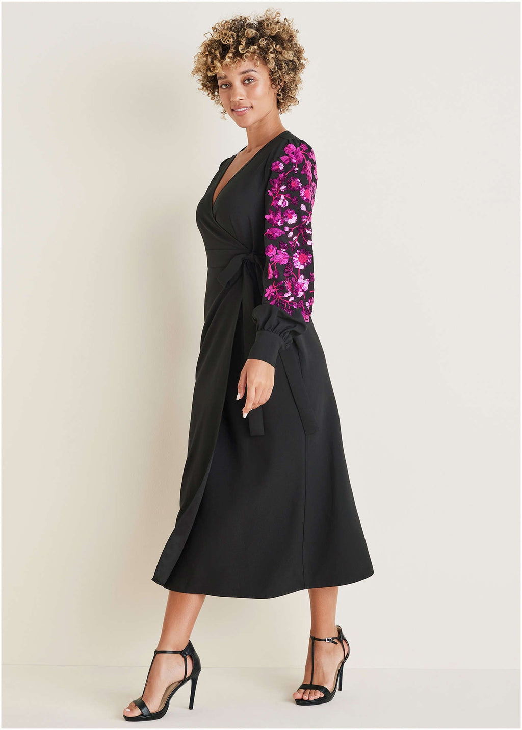 Floral Sequin Maxi Dress - Black Multi