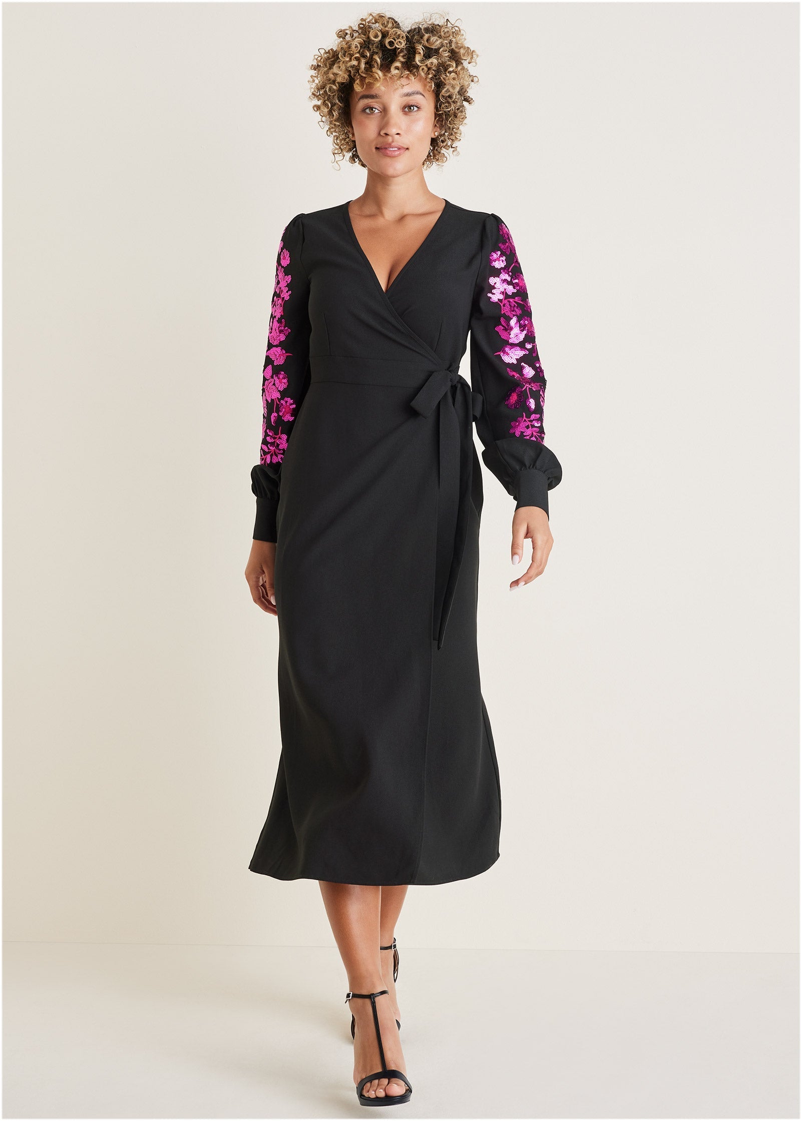 Floral Sequin Maxi Dress - Black Multi