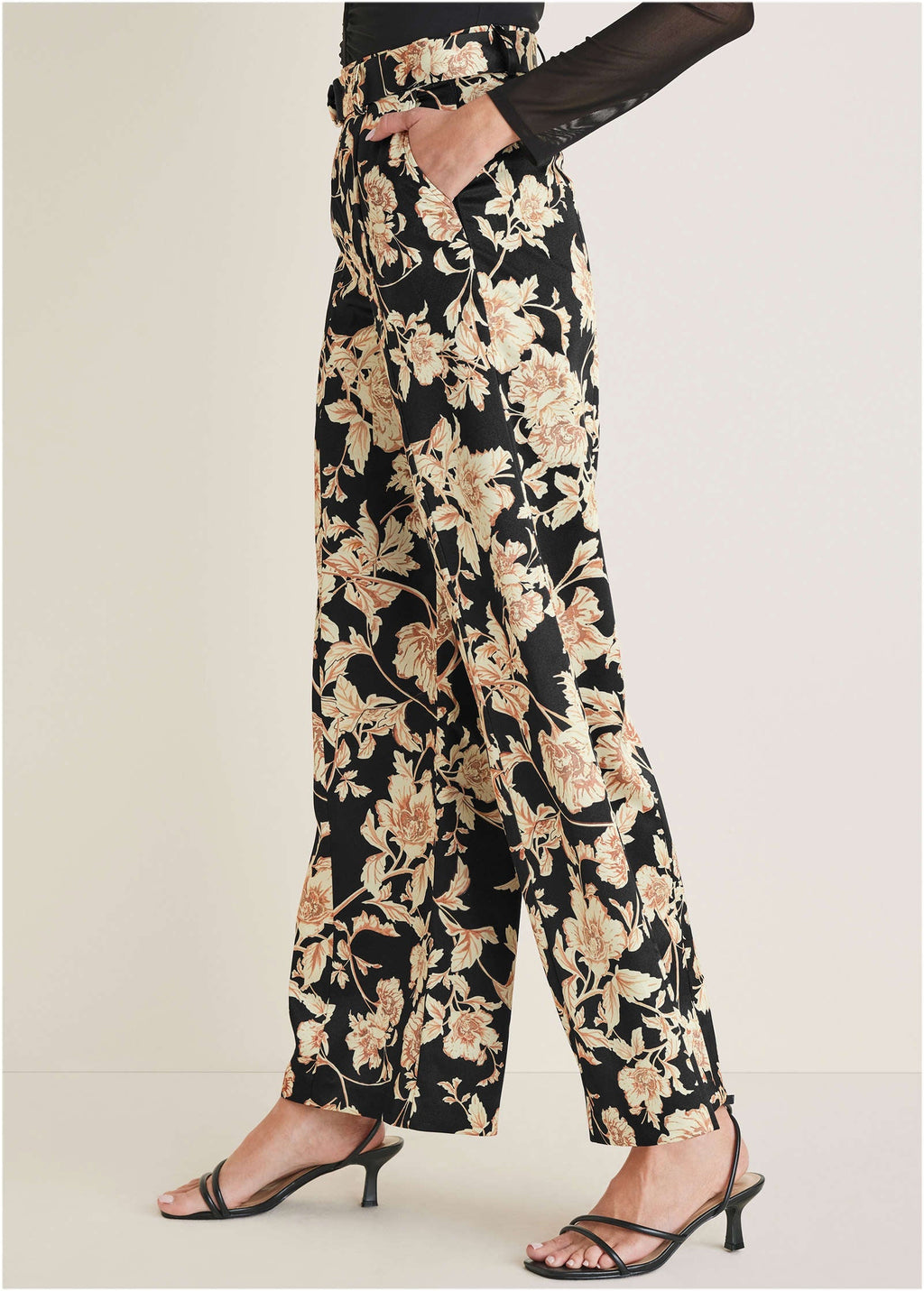 Floral Scroll Wide Leg Pant - Nouveau Roses