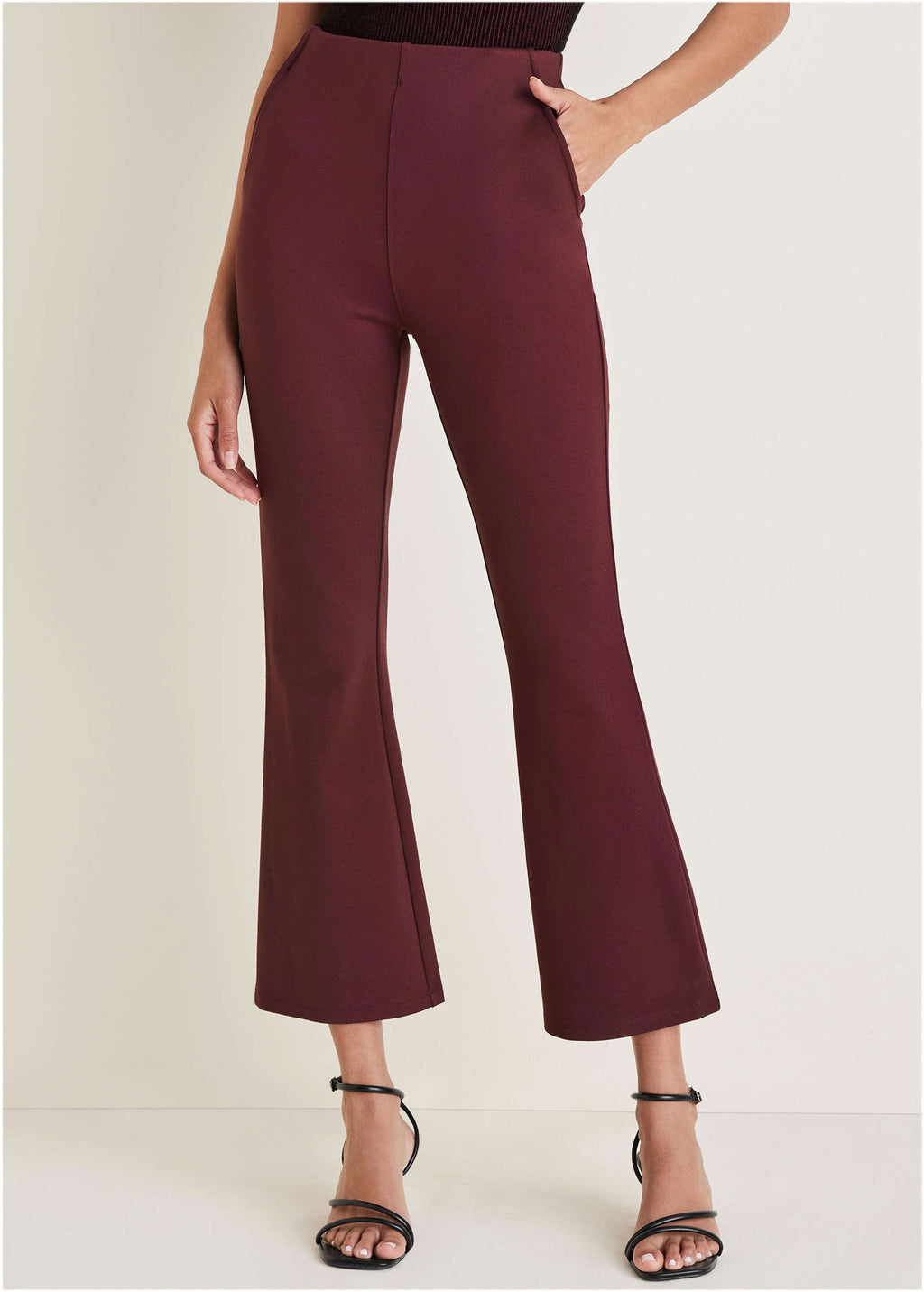 Smoothing Ponte Kick Flare Pants - Wine