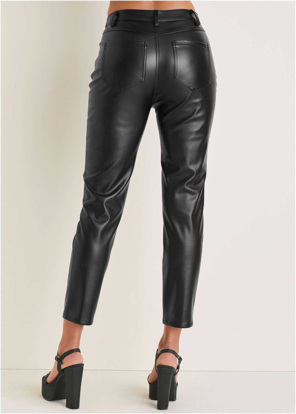Faux Leather Straight Pants - Jet Black