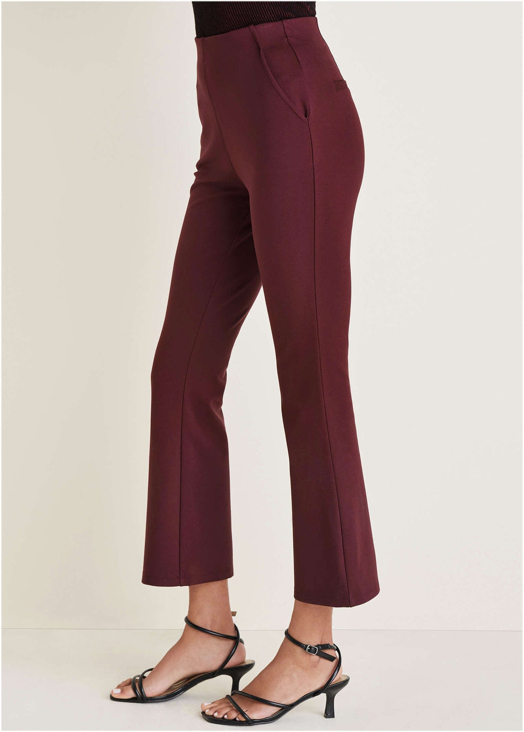 Smoothing Ponte Kick Flare Pants - Wine