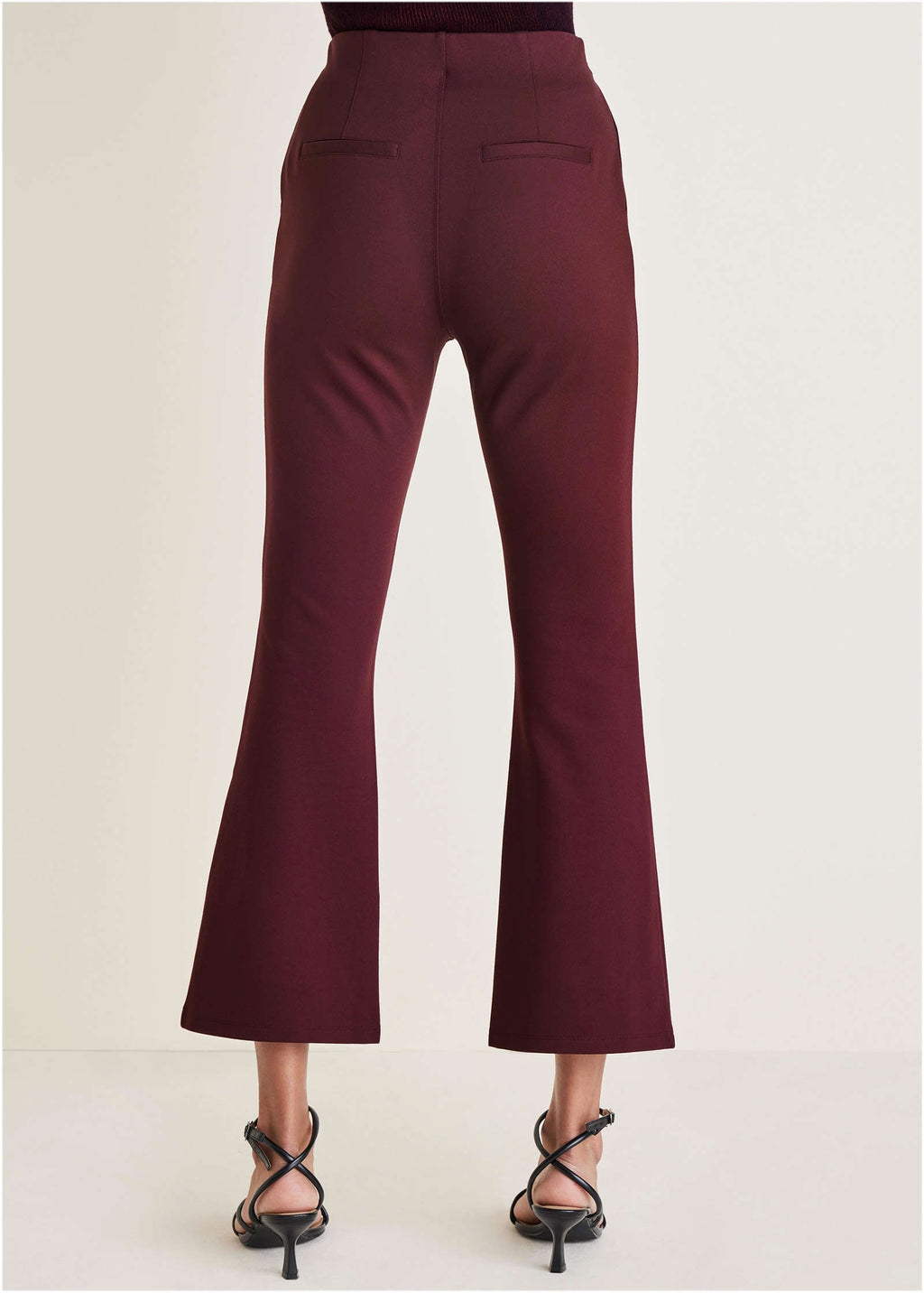 Smoothing Ponte Kick Flare Pants - Wine