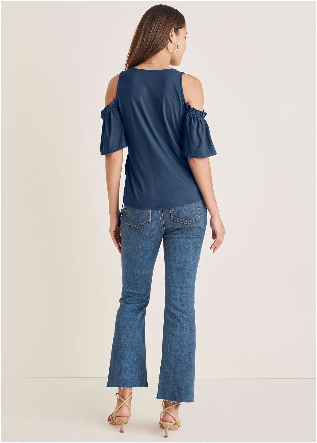 Cold Shoulder Wrap Blouse - Ensign Blue