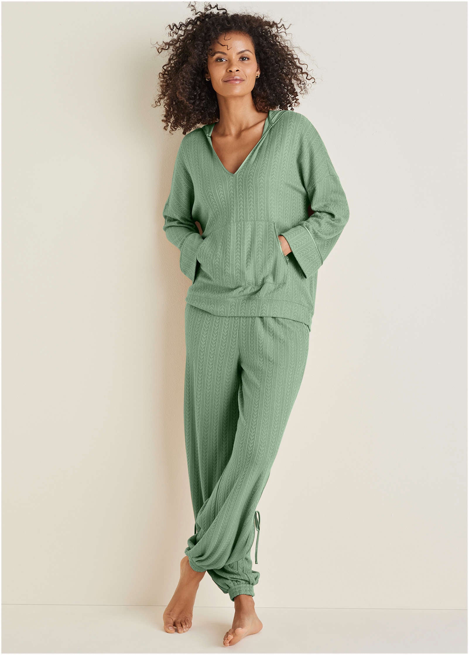 Brunch Knit Hoodie - Basil