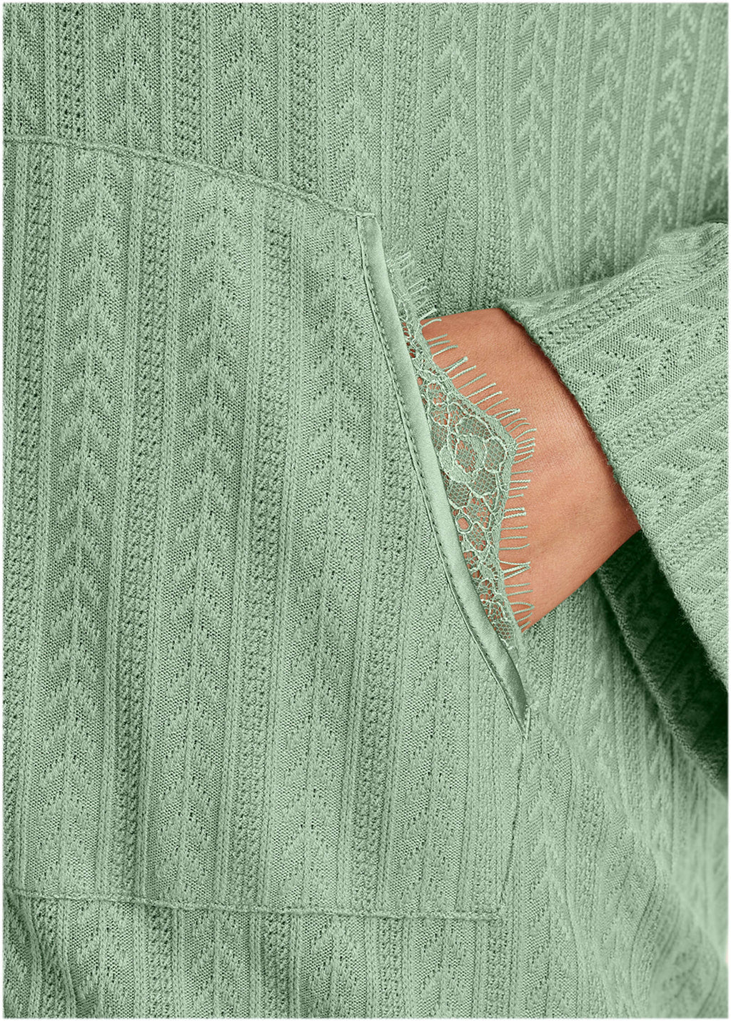 Brunch Knit Hoodie - Basil