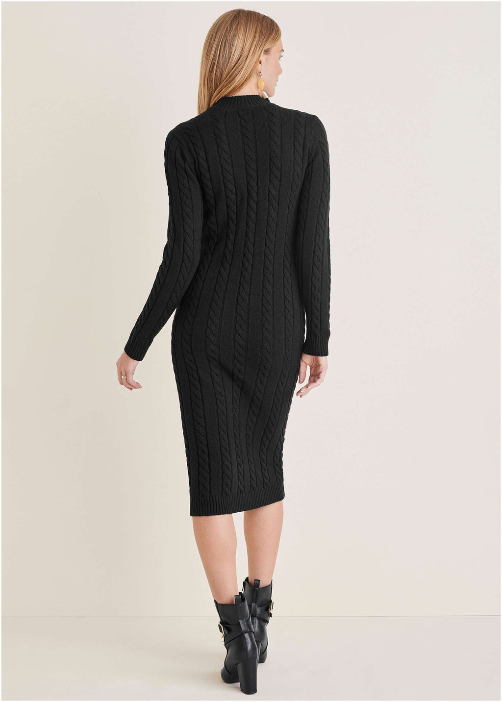 Mockneck Midi Sweater Dress - Jet Black