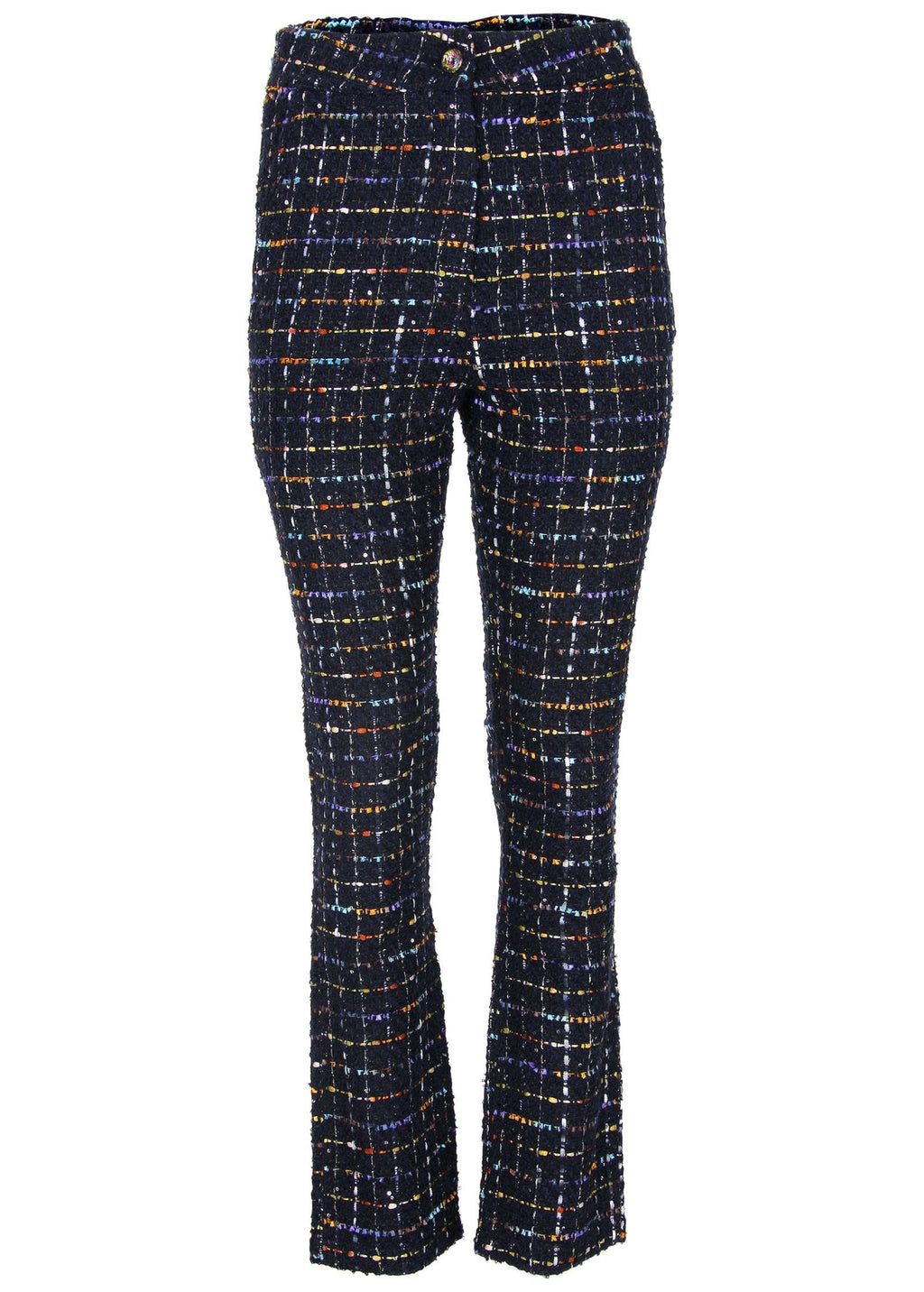 Tweed Straight Leg Trousers - Black Multi