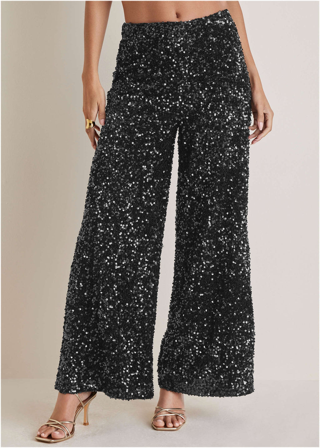 Sequin Velvet Pants - Jet Black