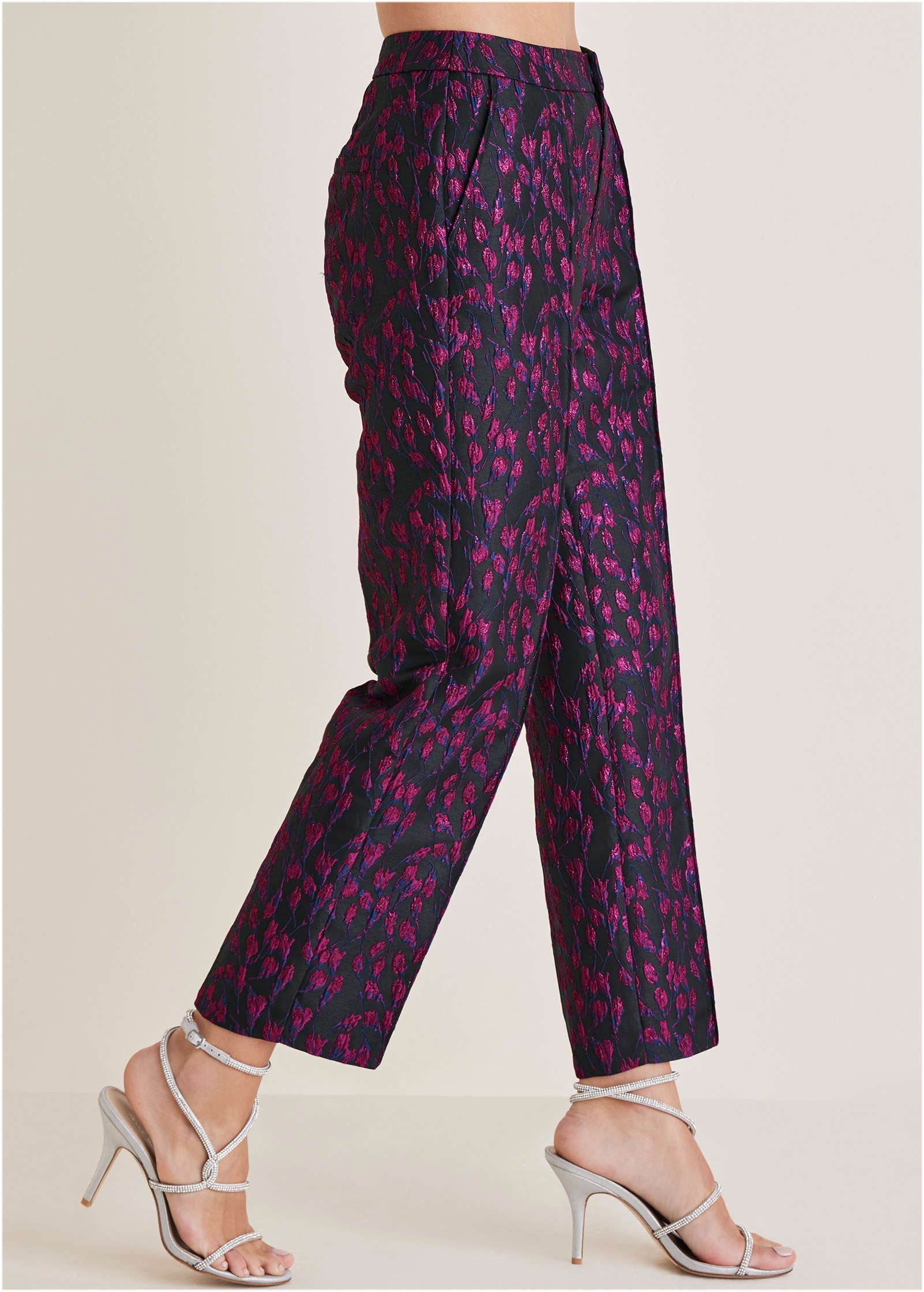 Straight Leg Jacquard Pants - Blue Multi
