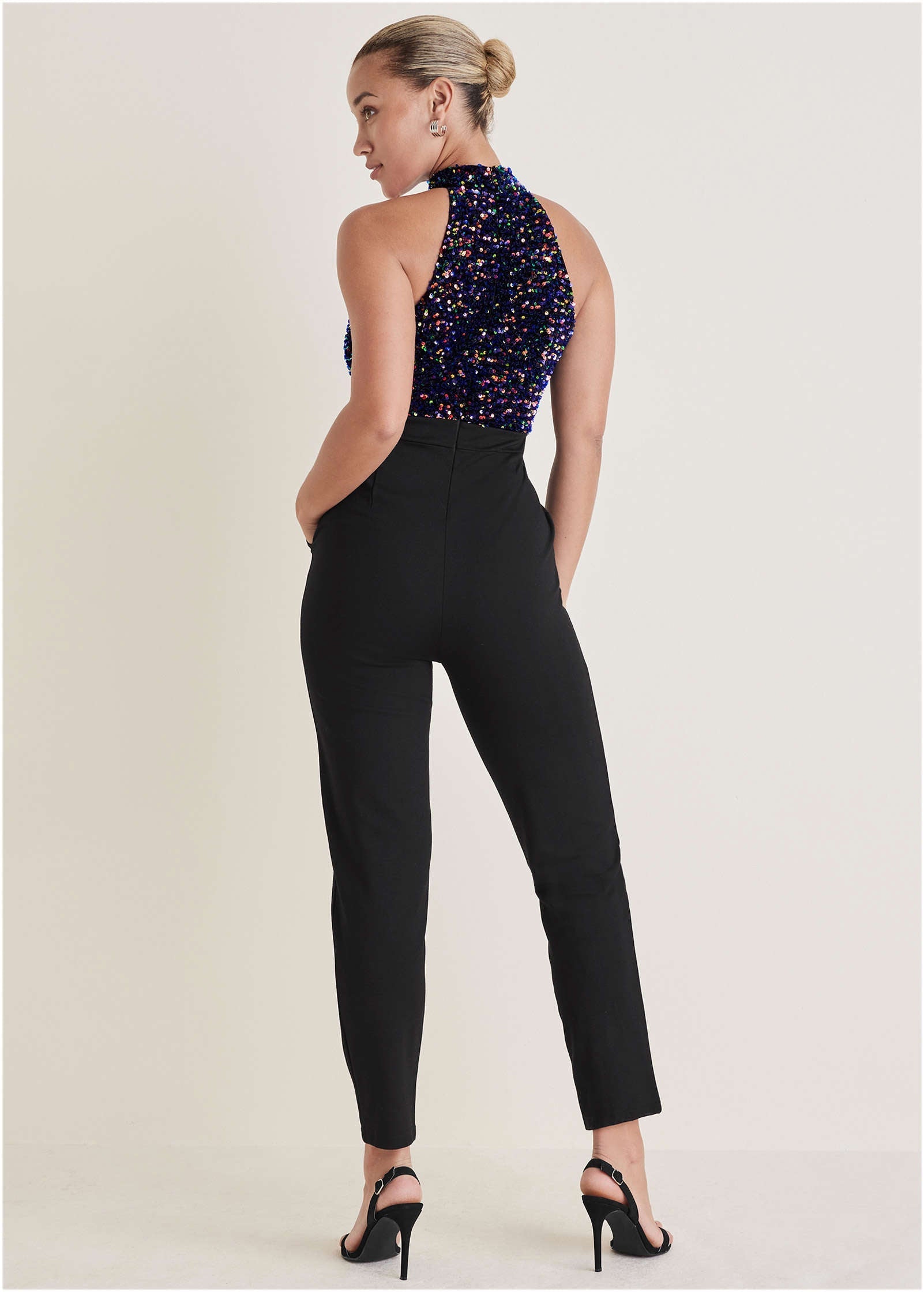 High Neck Sequin Jumpsuit - Fantasy Sequins