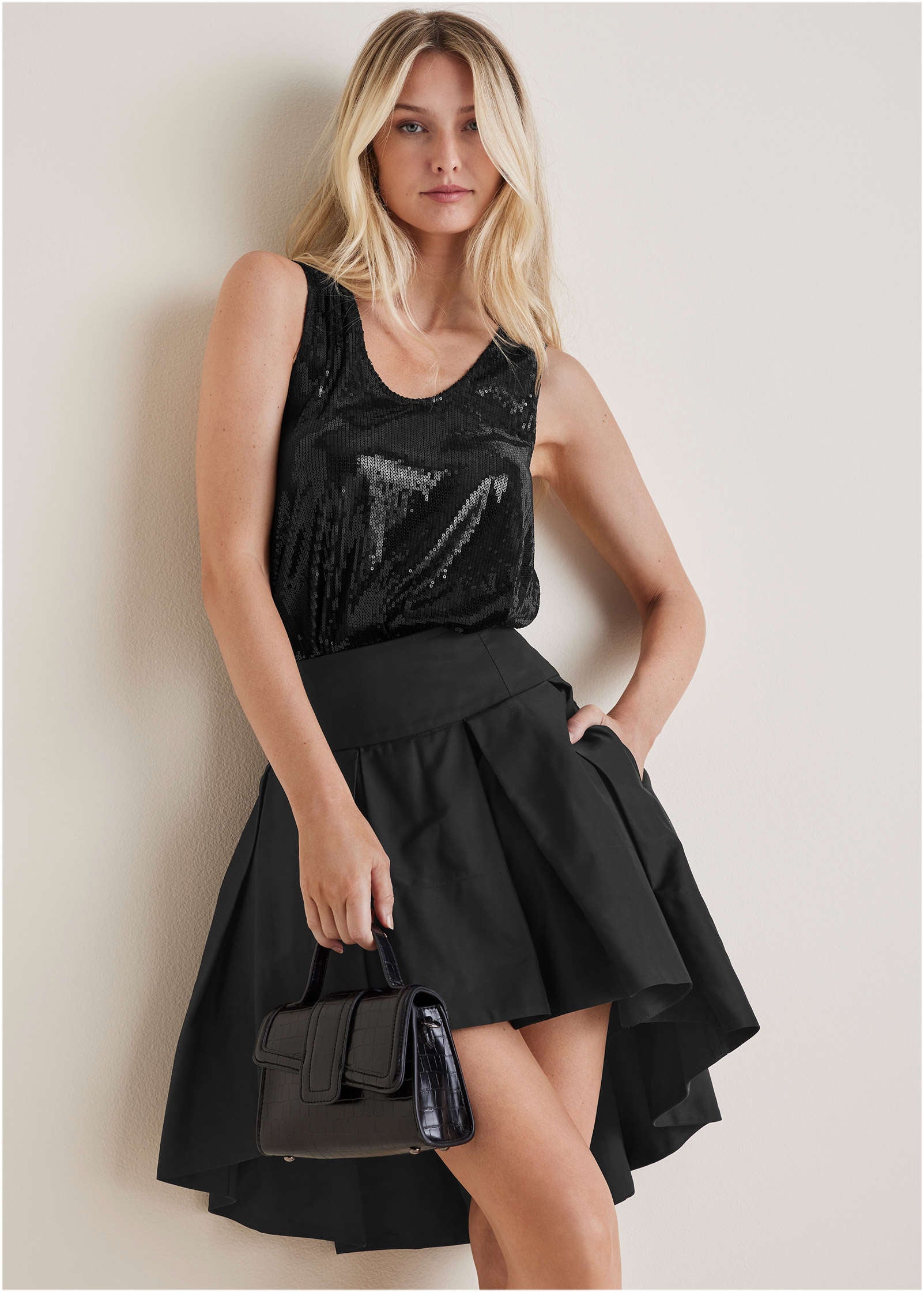 High-Low Bubble Skirt - Jet Black