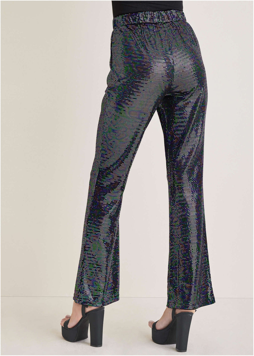 Sequin Flare Leg Pants - Colorful Sequins
