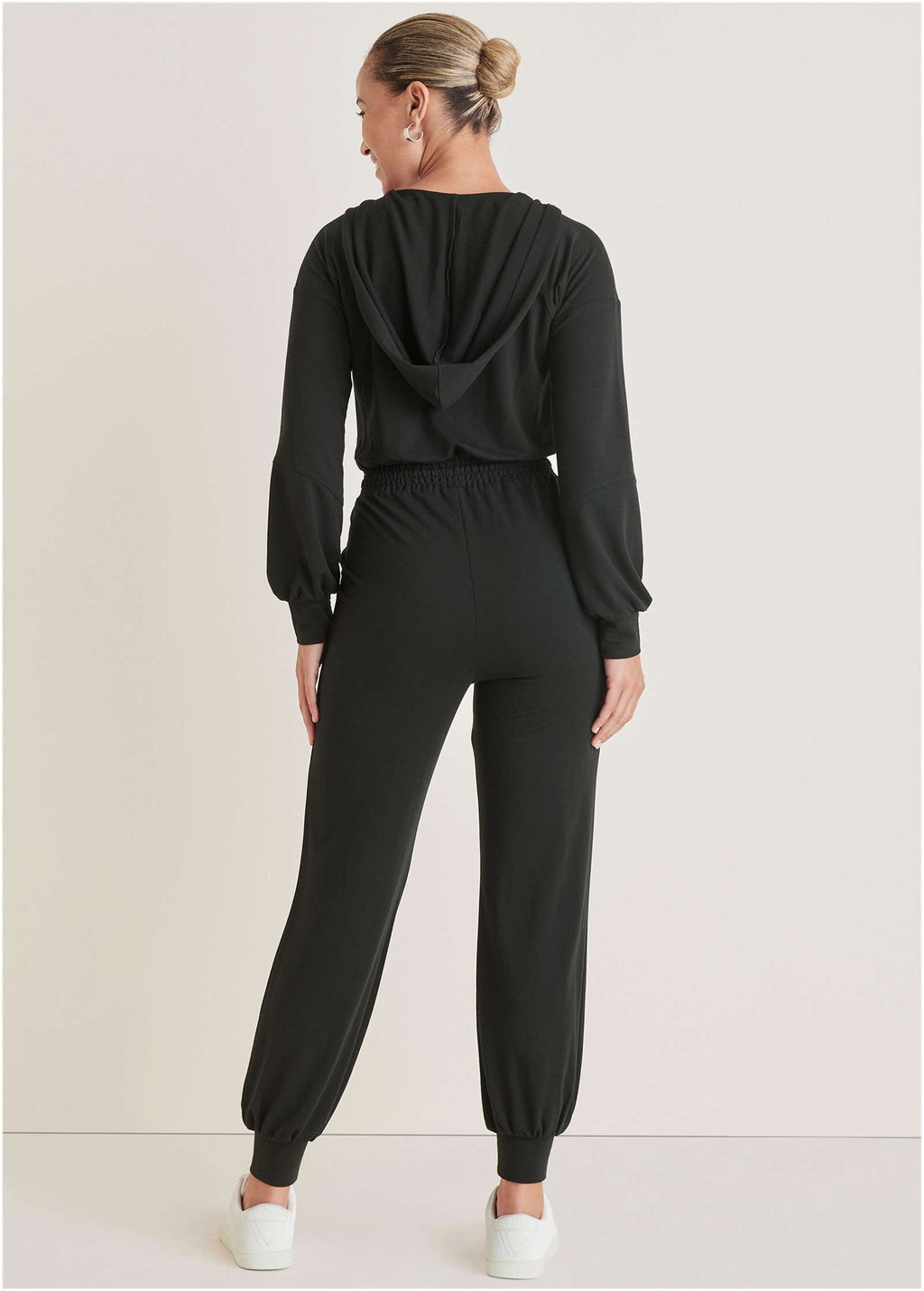 Casual Hooded Jumpsuit - Jet Black