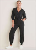 Casual Hooded Jumpsuit - Jet Black
