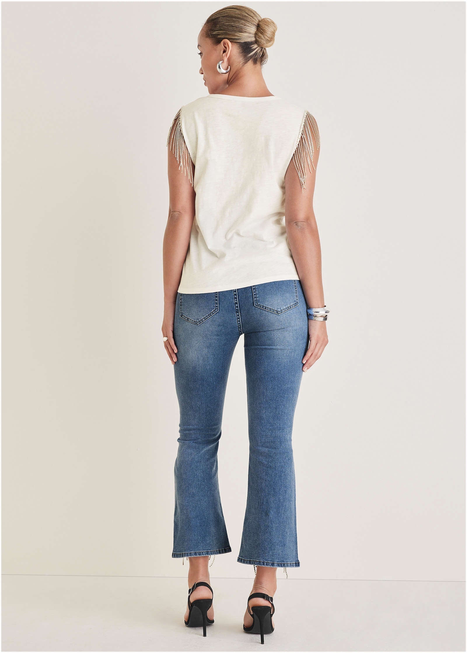 Diamond Fringe Tank Top - Cloud Dancer