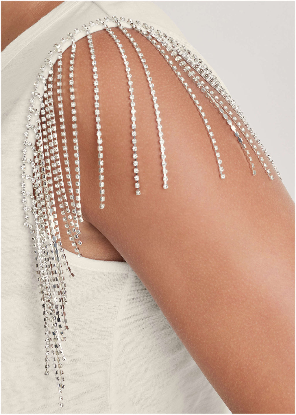 Diamond Fringe Tank Top - Cloud Dancer