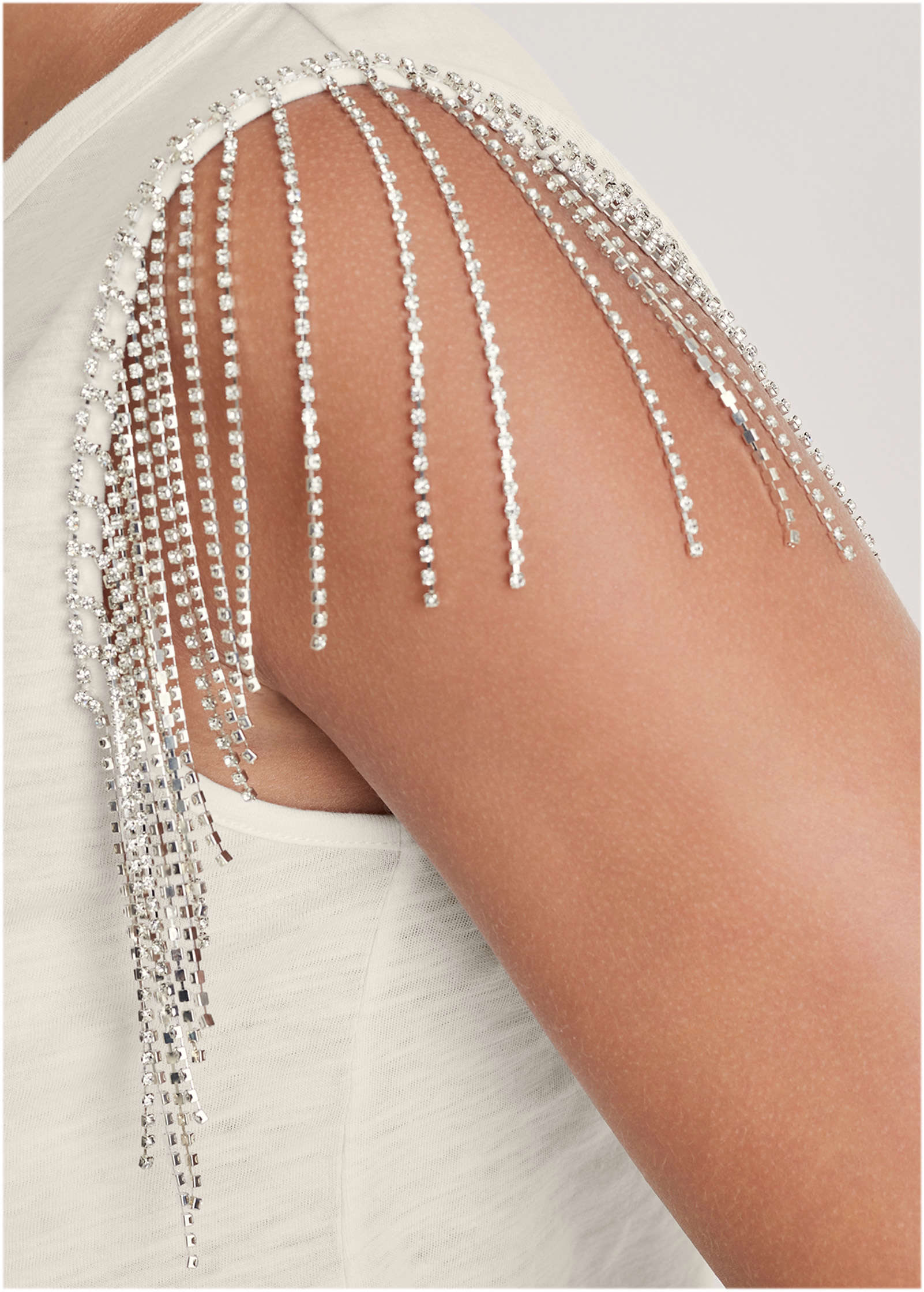 Diamond Fringe Tank Top - Cloud Dancer