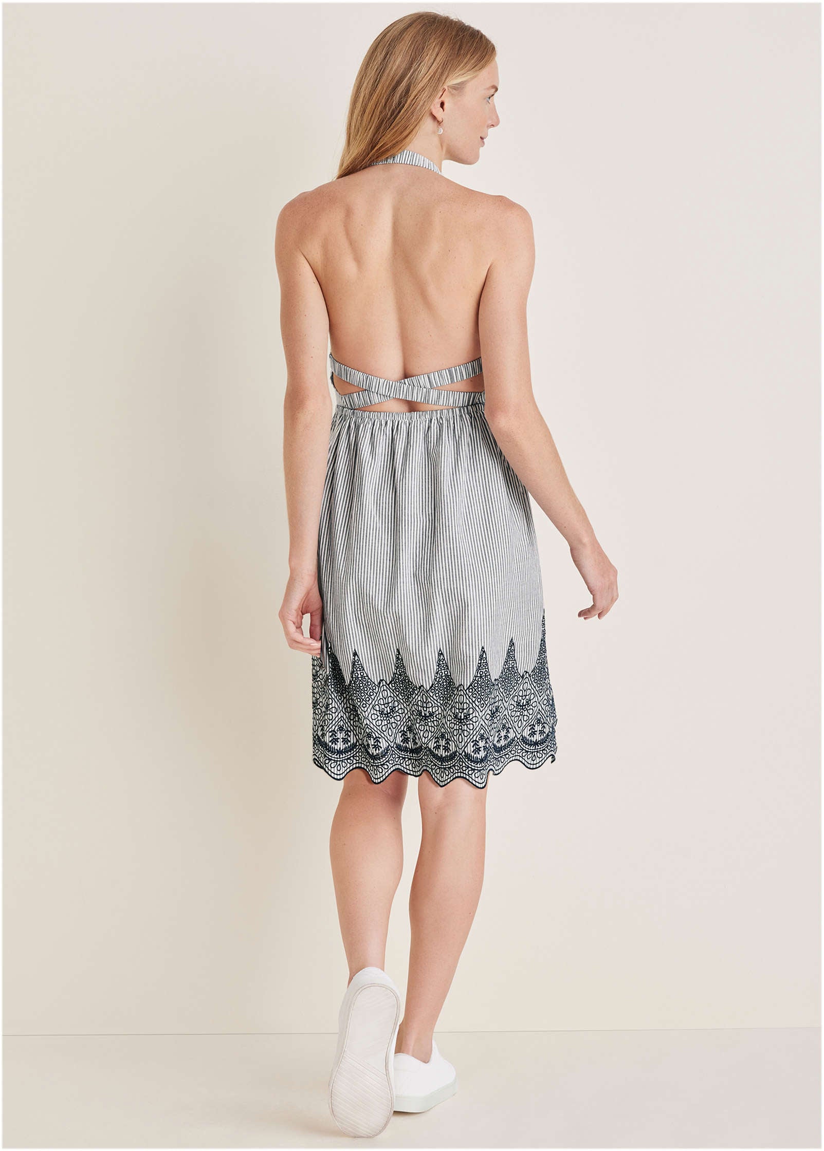 Embroidered Midi Dress - Black & Ecru