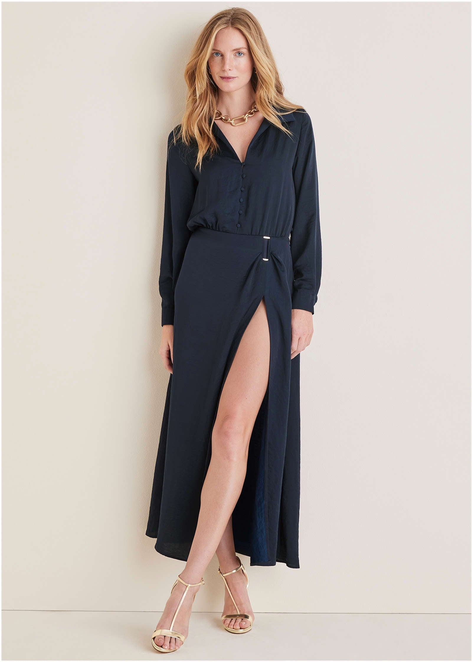High Slit Maxi Dress - Navy