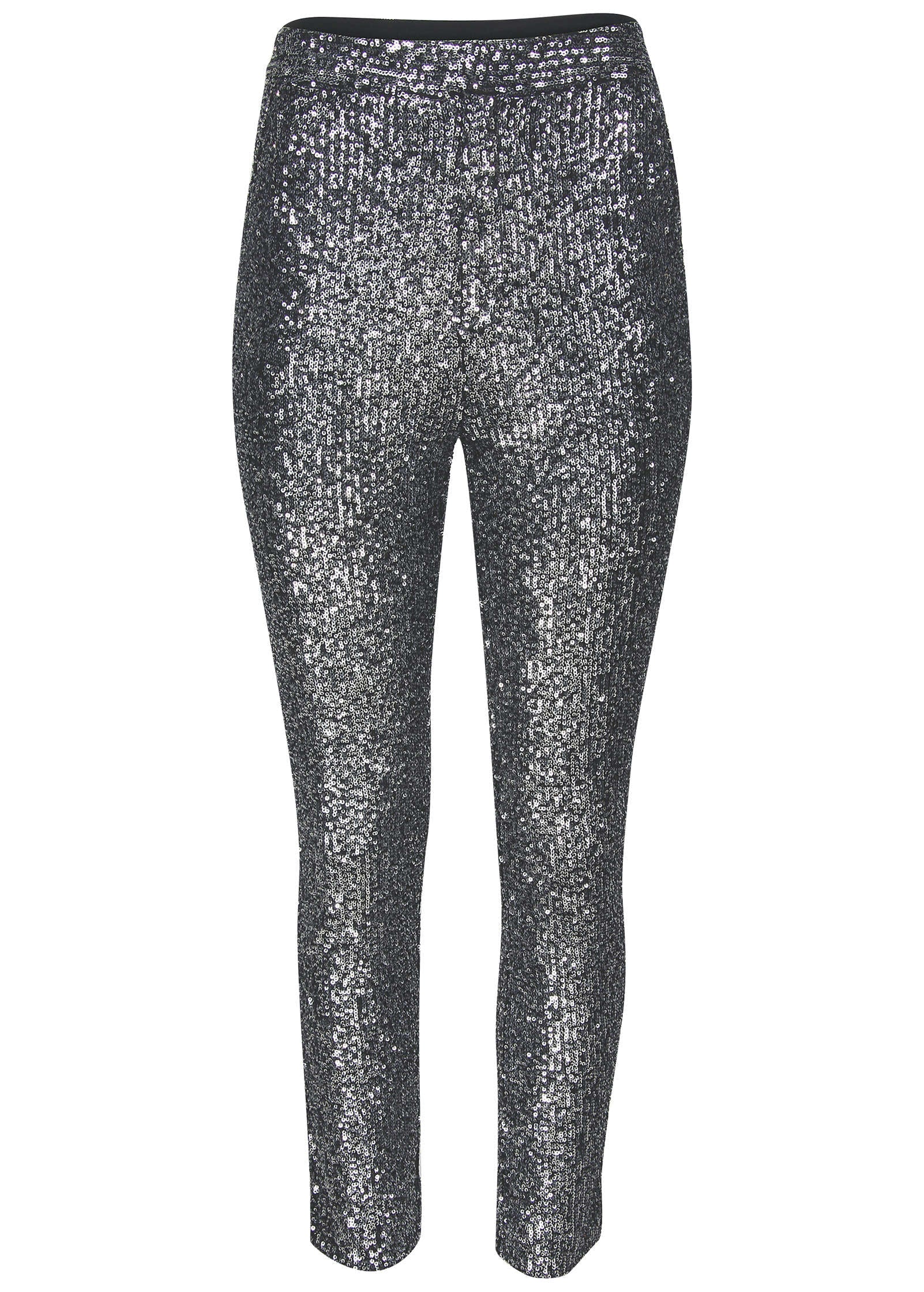 Sequin Straight Leg Pants - Silver