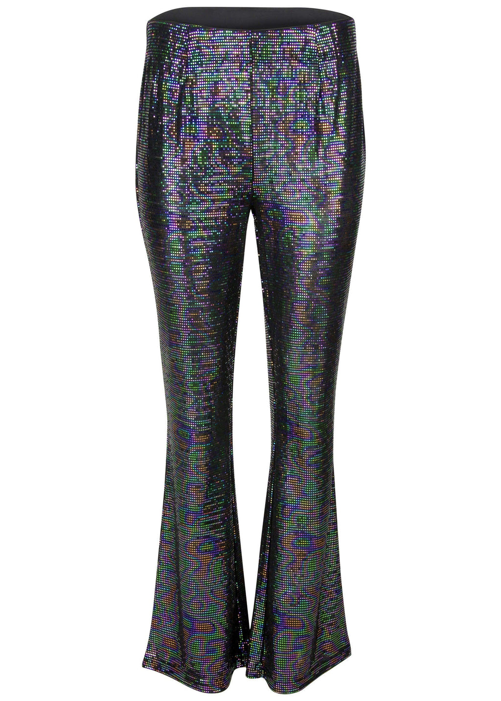 Sequin Flare Leg Pants - Colorful Sequins